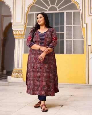 Berry & Cherry Ajrakh Aline Modal Kurta