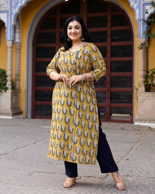 Buttercup Yellow Handblock Printed Cotton Kurta