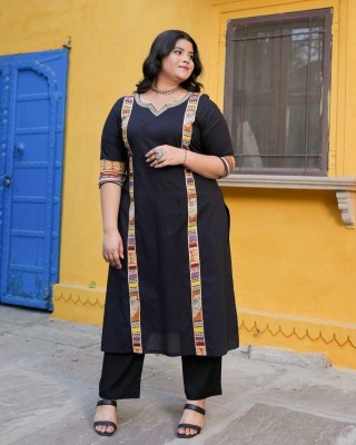Artist's Black Kalamkari Cotton Kurta