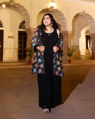 Black Stardust Georgette Sequin Embroidered Blazer Co-Ord Set