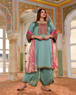 Banjara Sitara- Sea Green Silk Embroidered Suit Set