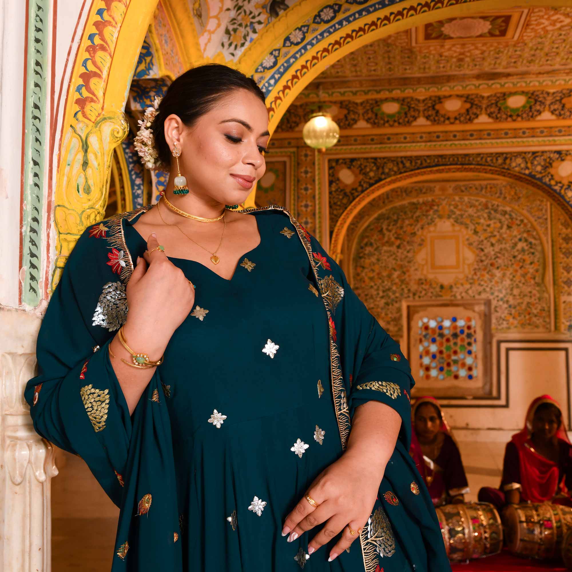 Mayura Blue Embroidered Georgette Anarkali Set Mayura Blue Embroidered Georgette Anarkali Set