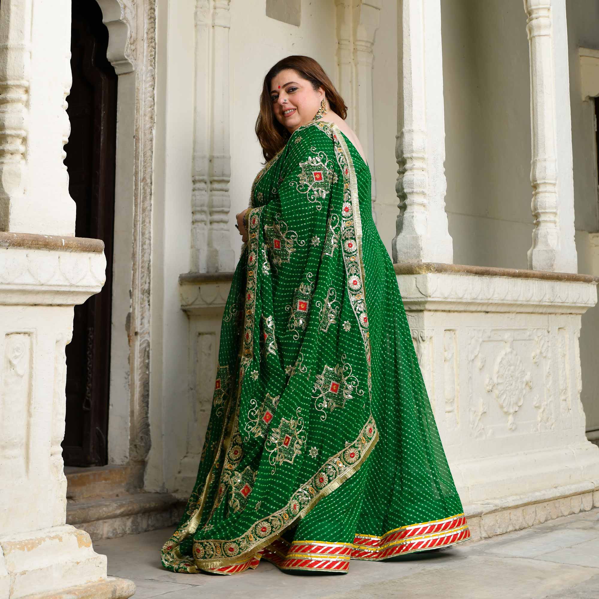 Utsav Ka Noor- Deep Green Mothra Embroidered Anarkali Set Utsav Ka Noor- Deep Green Mothra Embroidered Anarkali Set