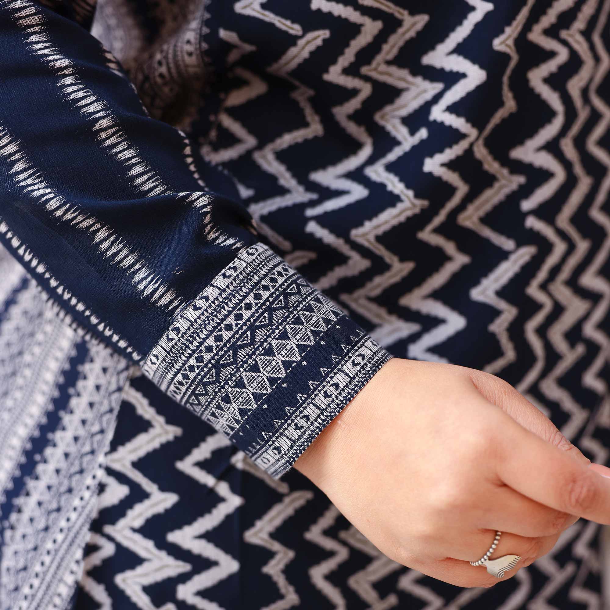 Midnight Blue Ripple Cotton Lycra Shirt Midnight Blue Ripple Cotton Lycra Shirt