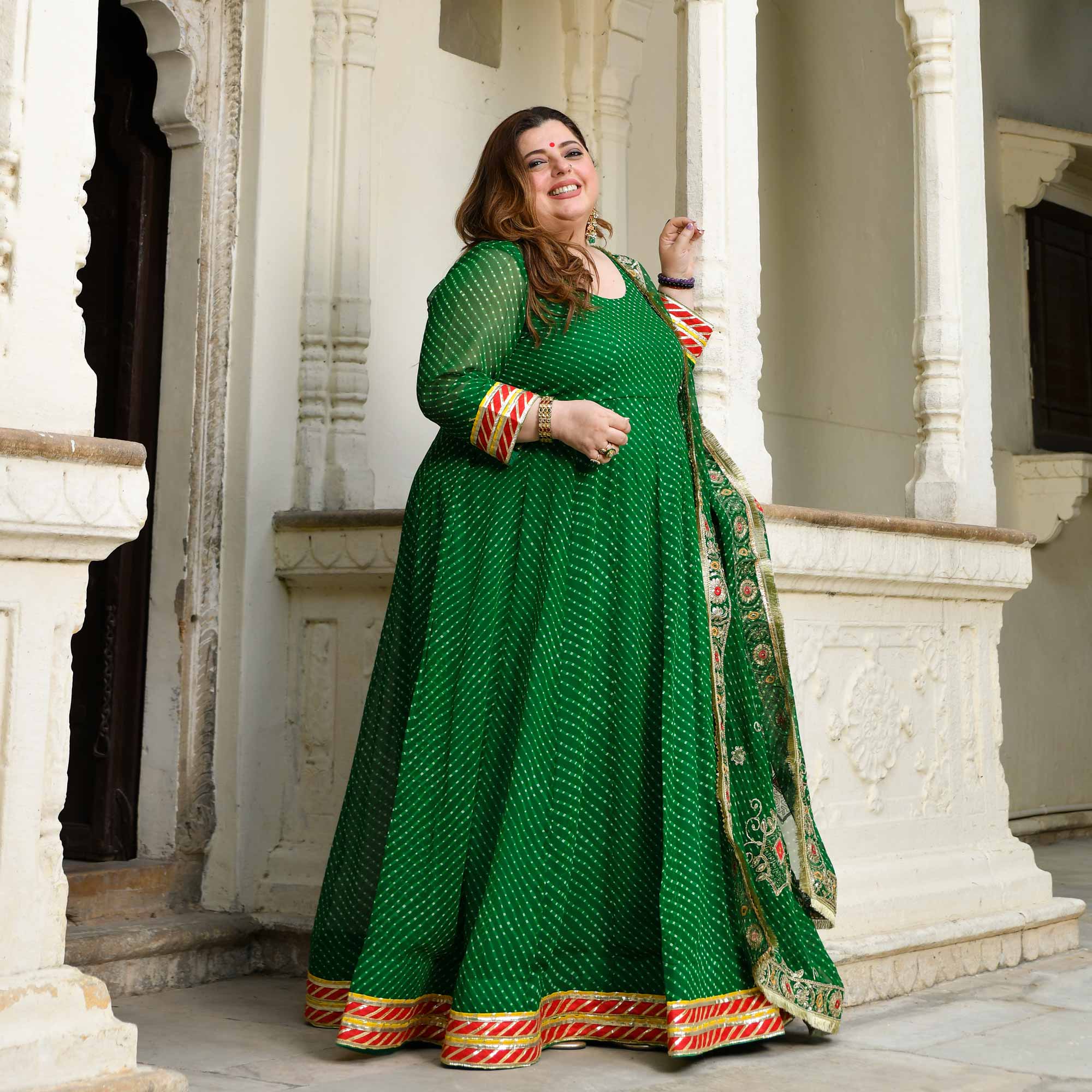 Utsav Ka Noor- Deep Green Mothra Embroidered Anarkali Set Utsav Ka Noor- Deep Green Mothra Embroidered Anarkali Set