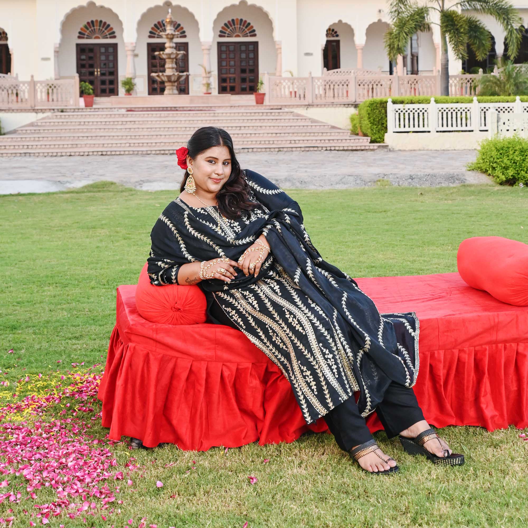 Black Radiance Gota Patti Fusion Suit Set