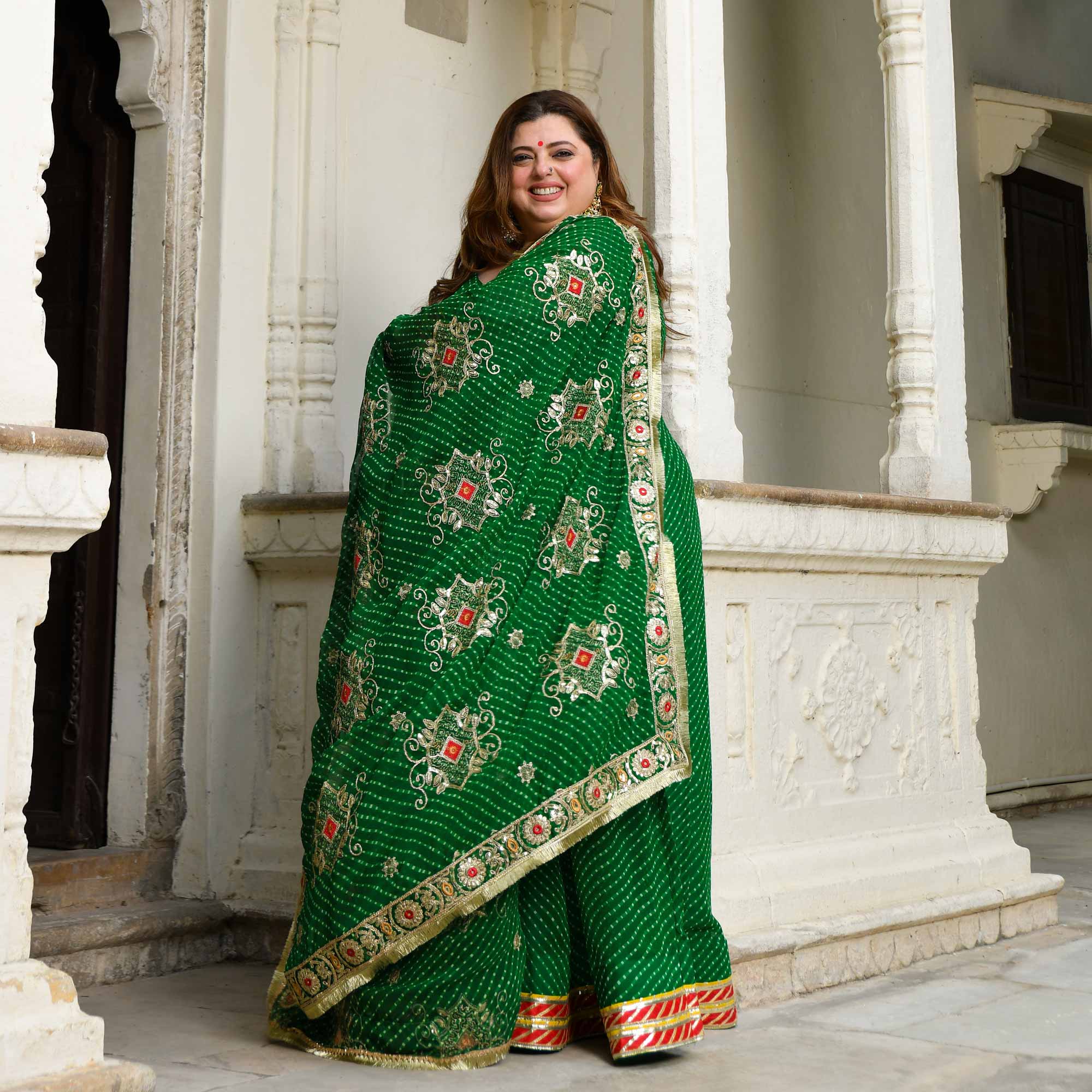 Utsav Ka Noor- Deep Green Mothra Embroidered Anarkali Set Utsav Ka Noor- Deep Green Mothra Embroidered Anarkali Set