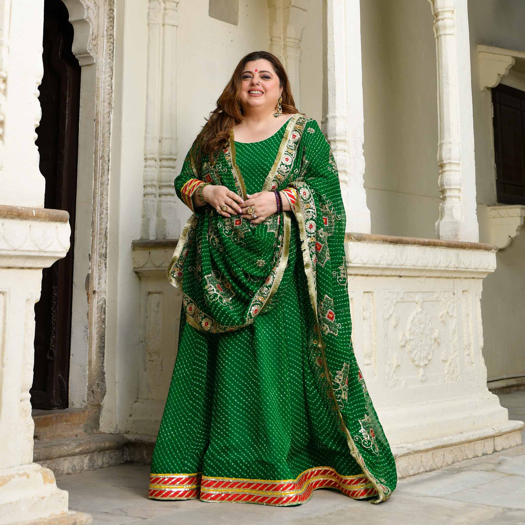 Utsav Ka Noor- Deep Green Mothra Embroidered Anarkali Set Utsav Ka Noor- Deep Green Mothra Embroidered Anarkali Set