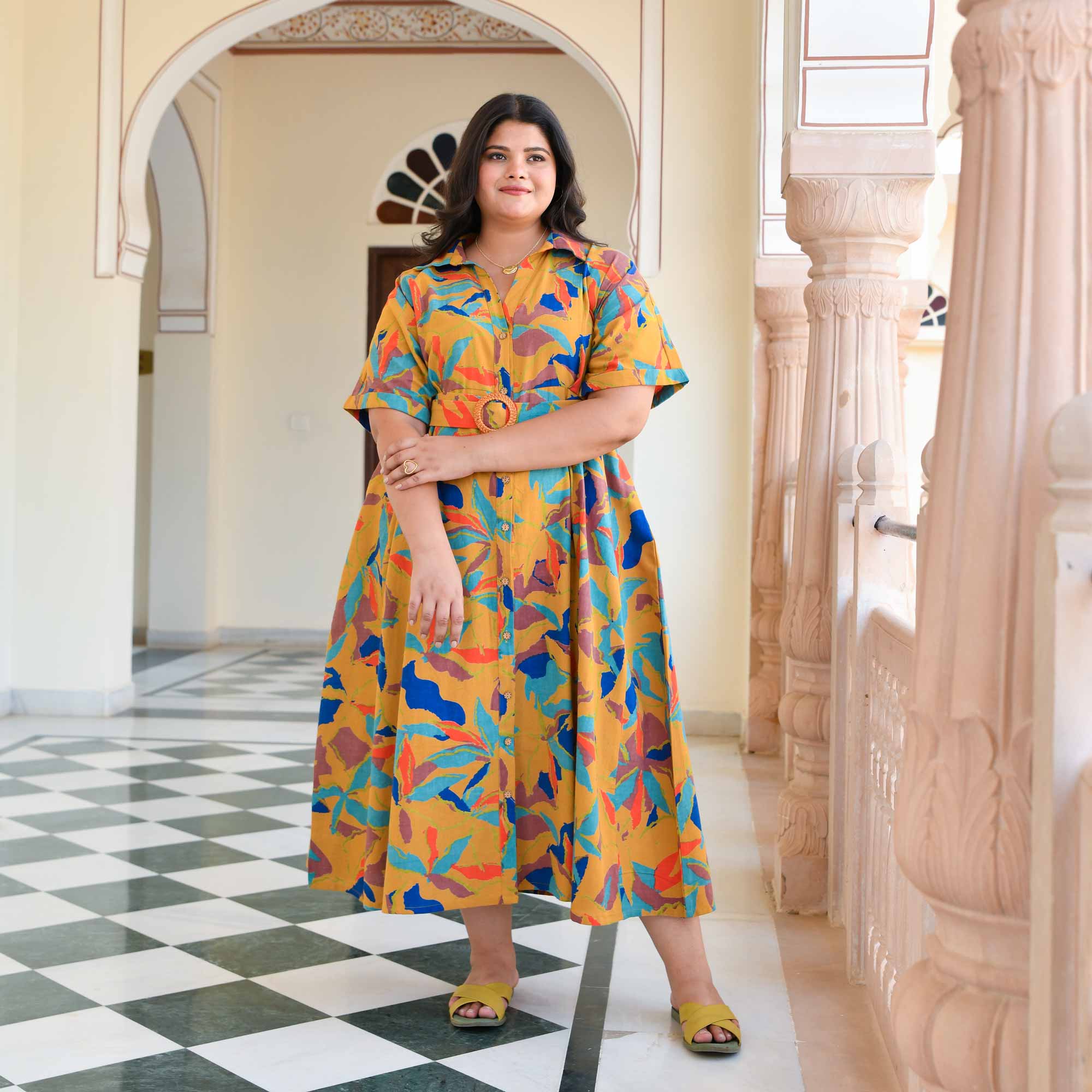 Pina Colada Tropical Print Cotton Dress Pina Colada Tropical Print Cotton Dress