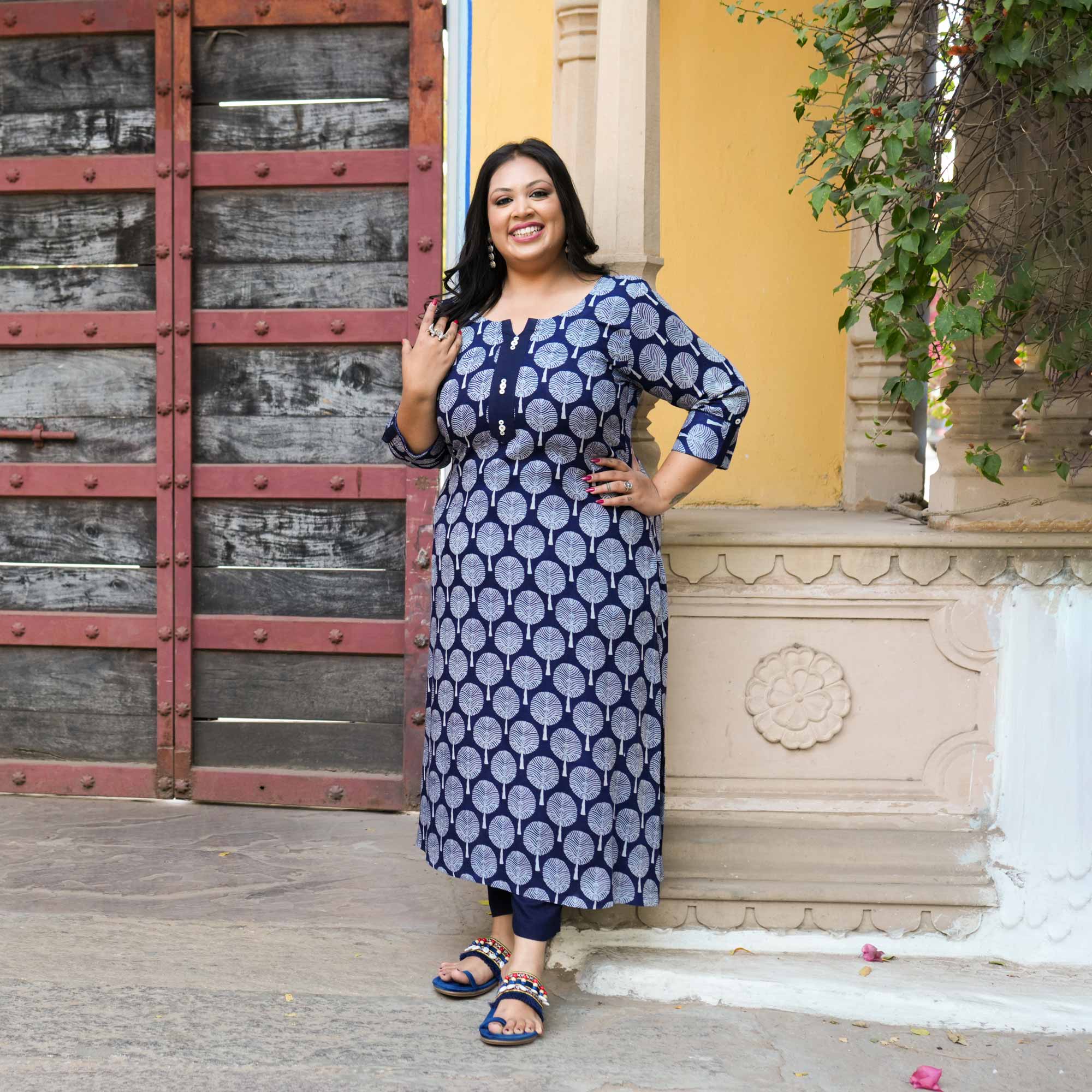 The Speaking Tree Handblock Printed Aline Modal Kurta