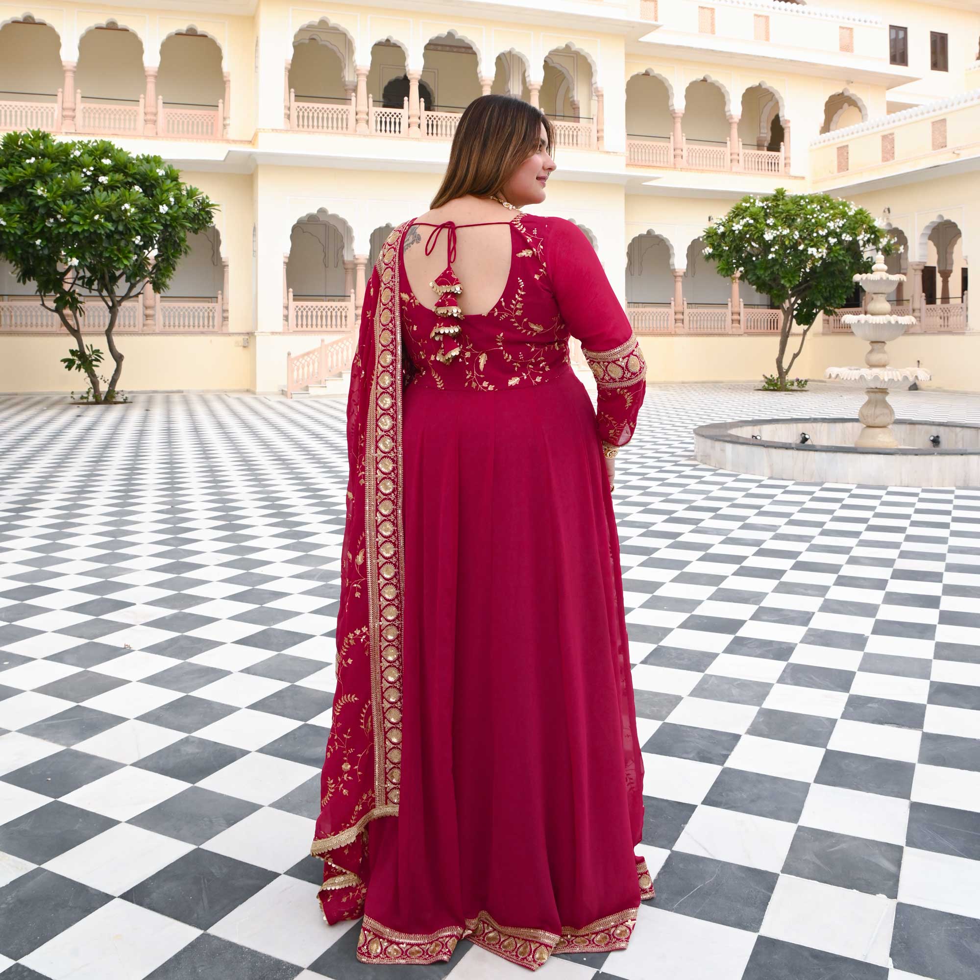 Starstruck Pink Zari & Sequin Embroidered Georgette Anarkali Starstruck Pink Zari & Sequin Embroidered Georgette Anarkali