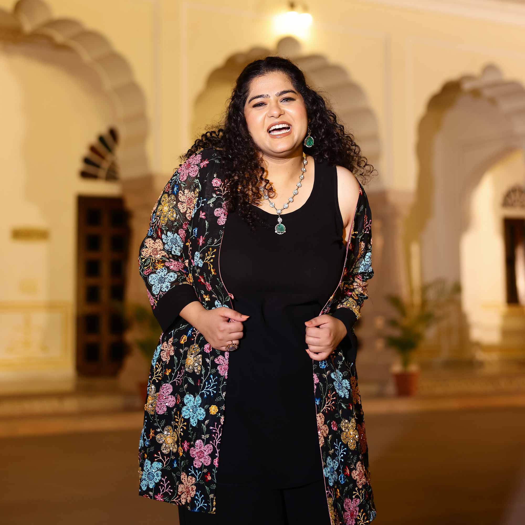 Black Stardust Georgette Sequin Embroidered Blazer Co-Ord Set Black Stardust Georgette Sequin Embroidered Blazer Co-Ord Set