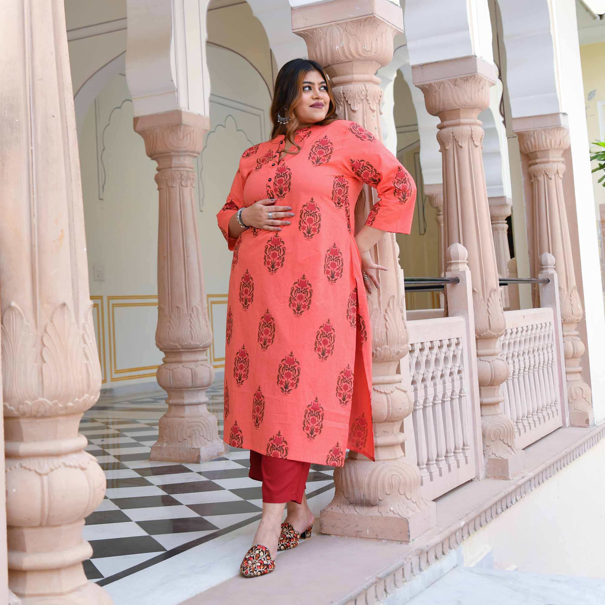 Sunset Hues- Peach Butta Pure Cotton Kurta
