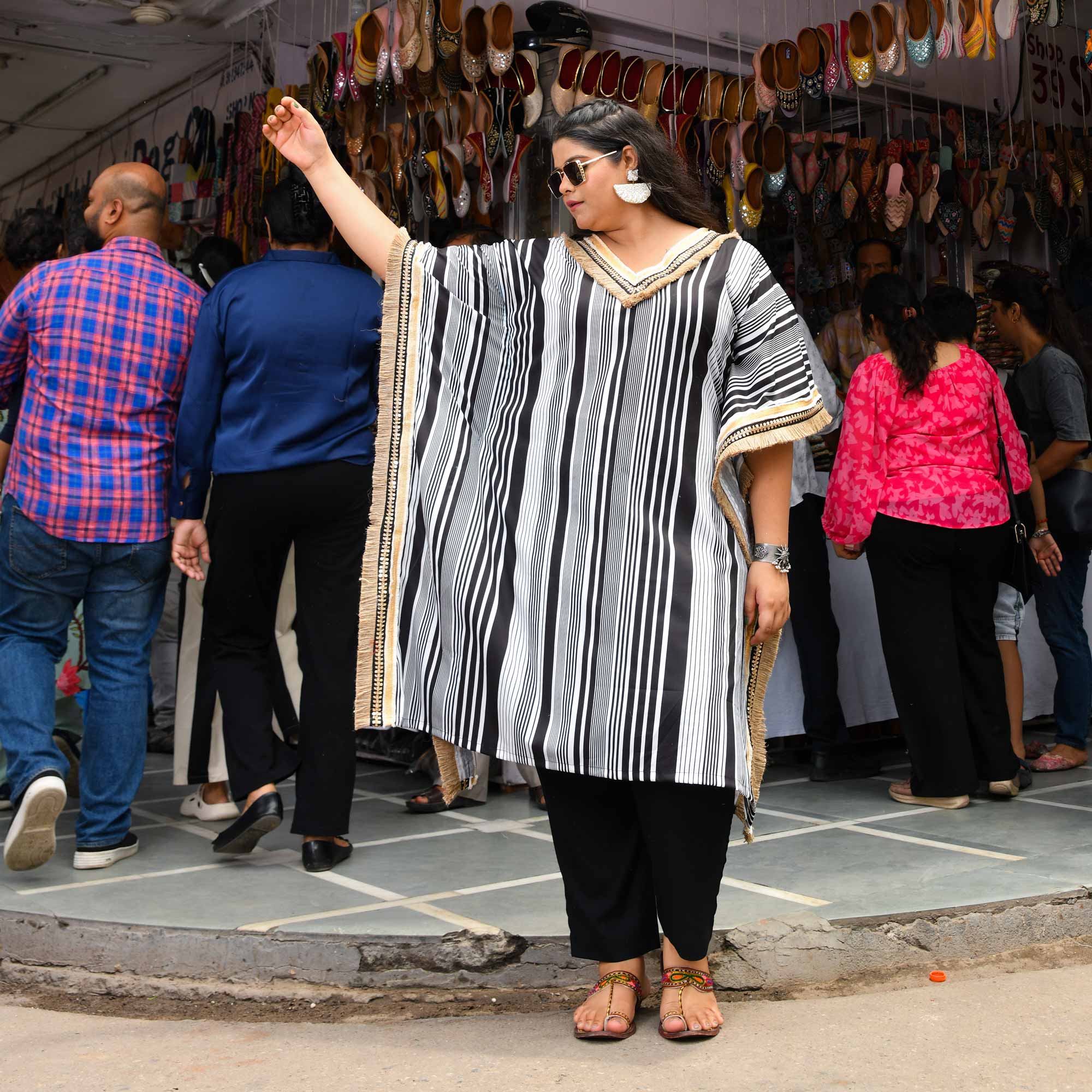 Jute & Jewels Boho Festive Embroidered Kaftan