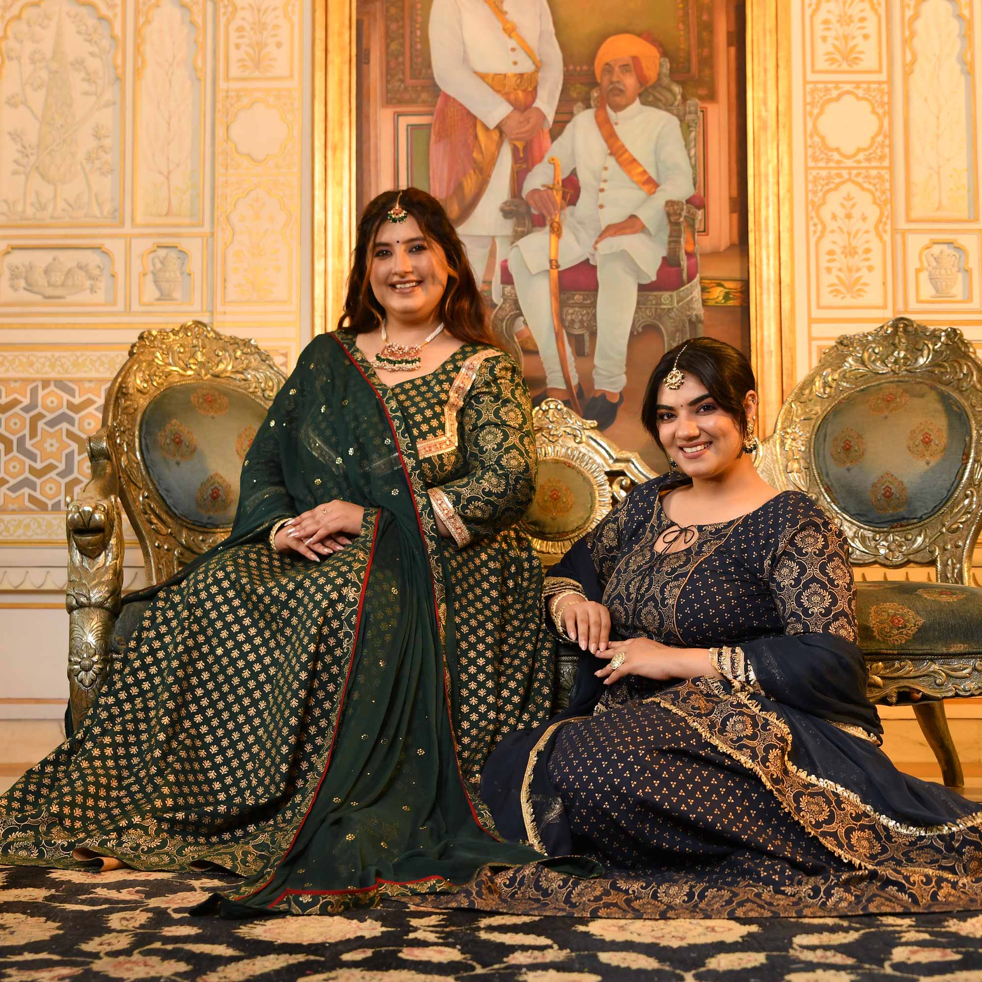 Kaushiki- Deep Blue & Gold Block Pure Cotton Printed Anarkali Kaushiki- Deep Blue & Gold Block Pure Cotton Printed Anarkali