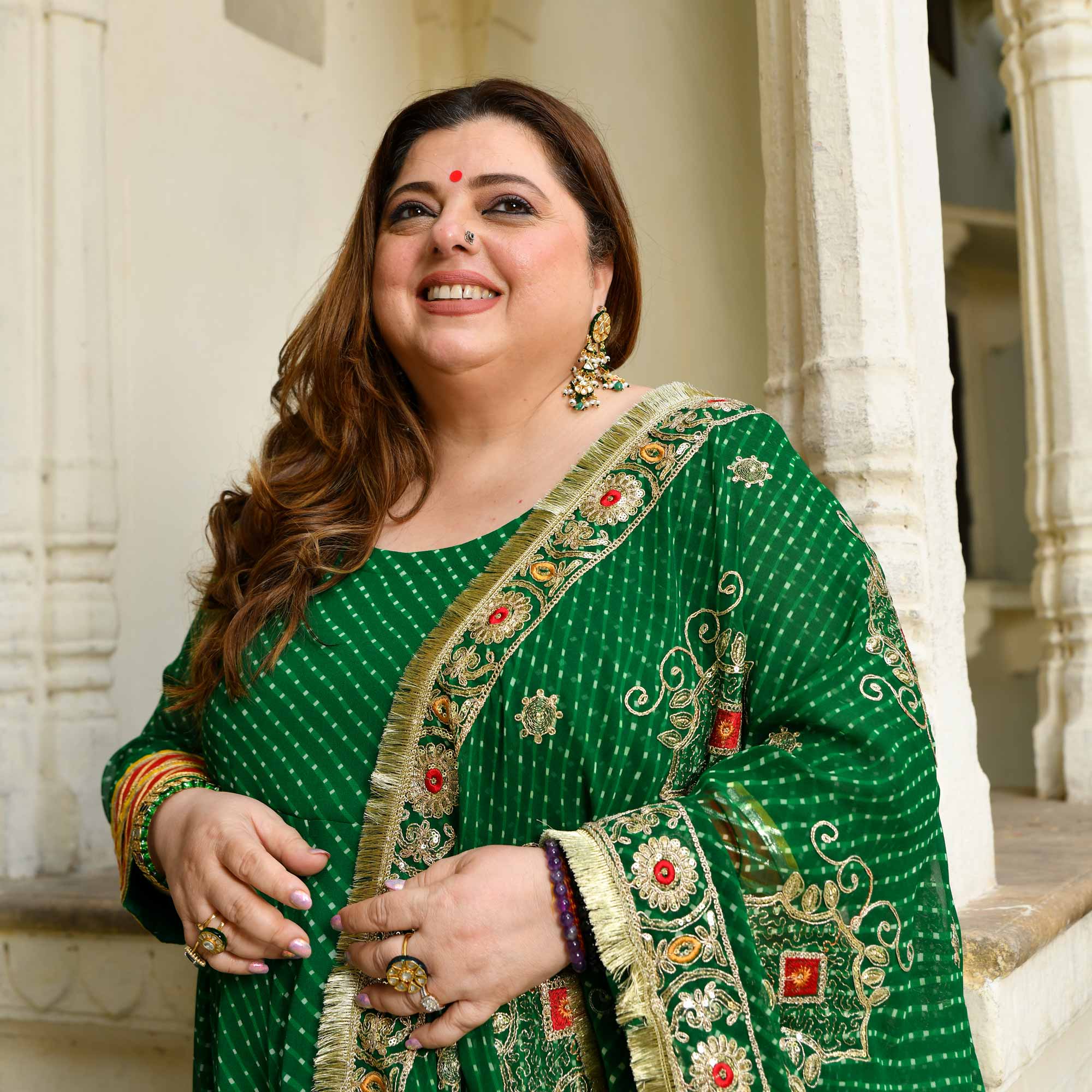 Utsav Ka Noor- Deep Green Mothra Embroidered Anarkali Set Utsav Ka Noor- Deep Green Mothra Embroidered Anarkali Set