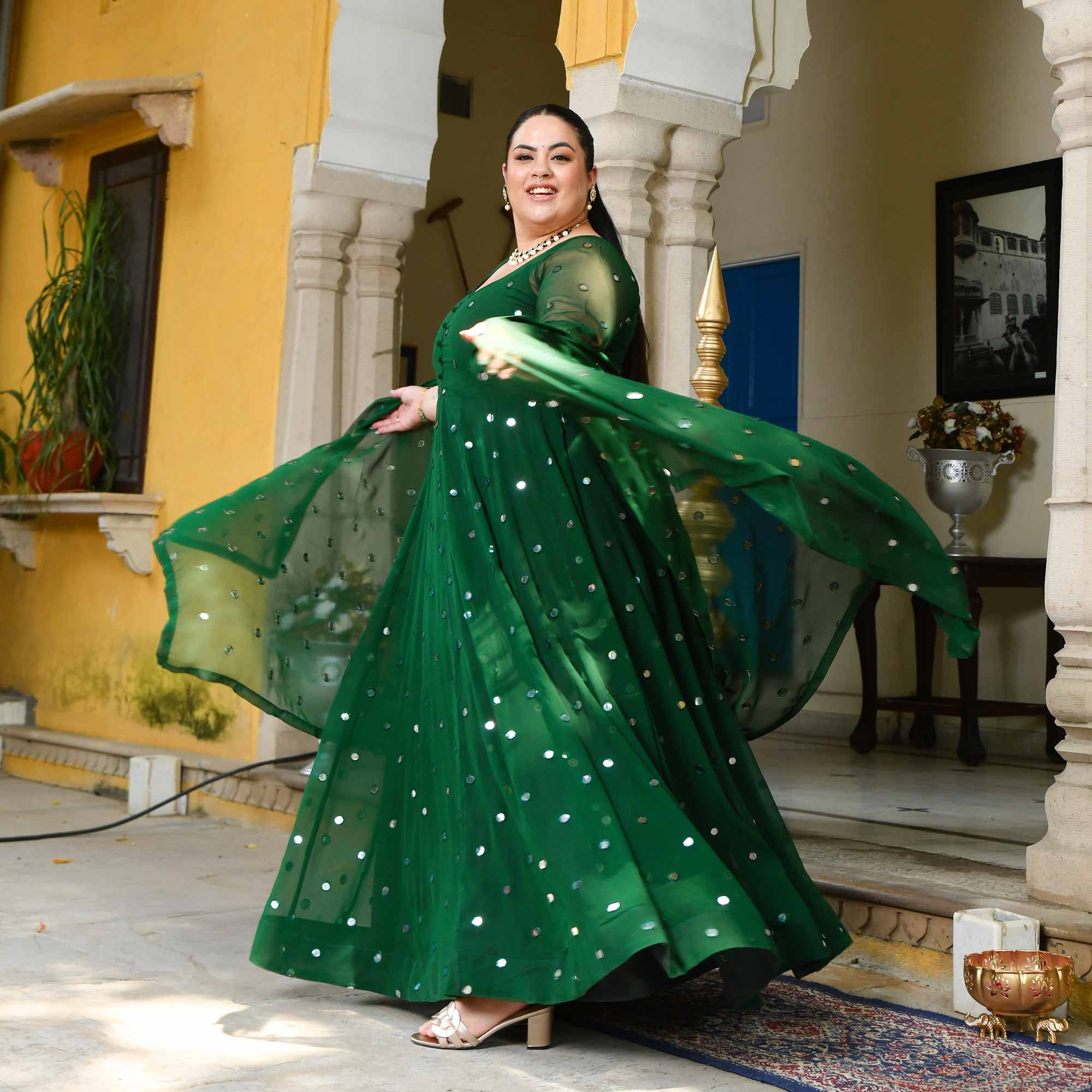 Glorious Green Radiance Georgette Embroidered Anarkali Set Glorious Green Radiance Georgette Embroidered Anarkali Set
