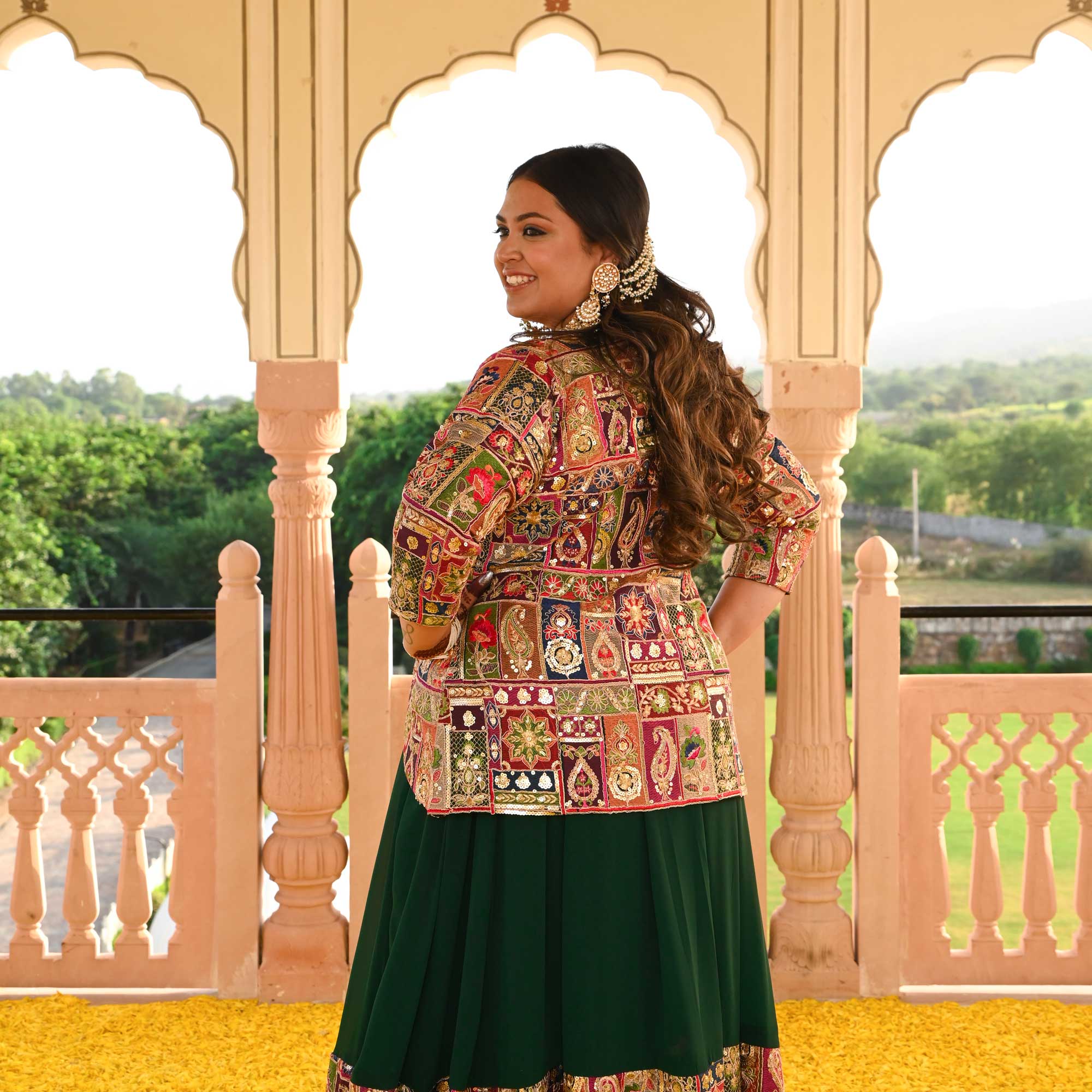 Regal Green Position Embroidered Anarkali With Koti Regal Green Position Embroidered Anarkali With Koti