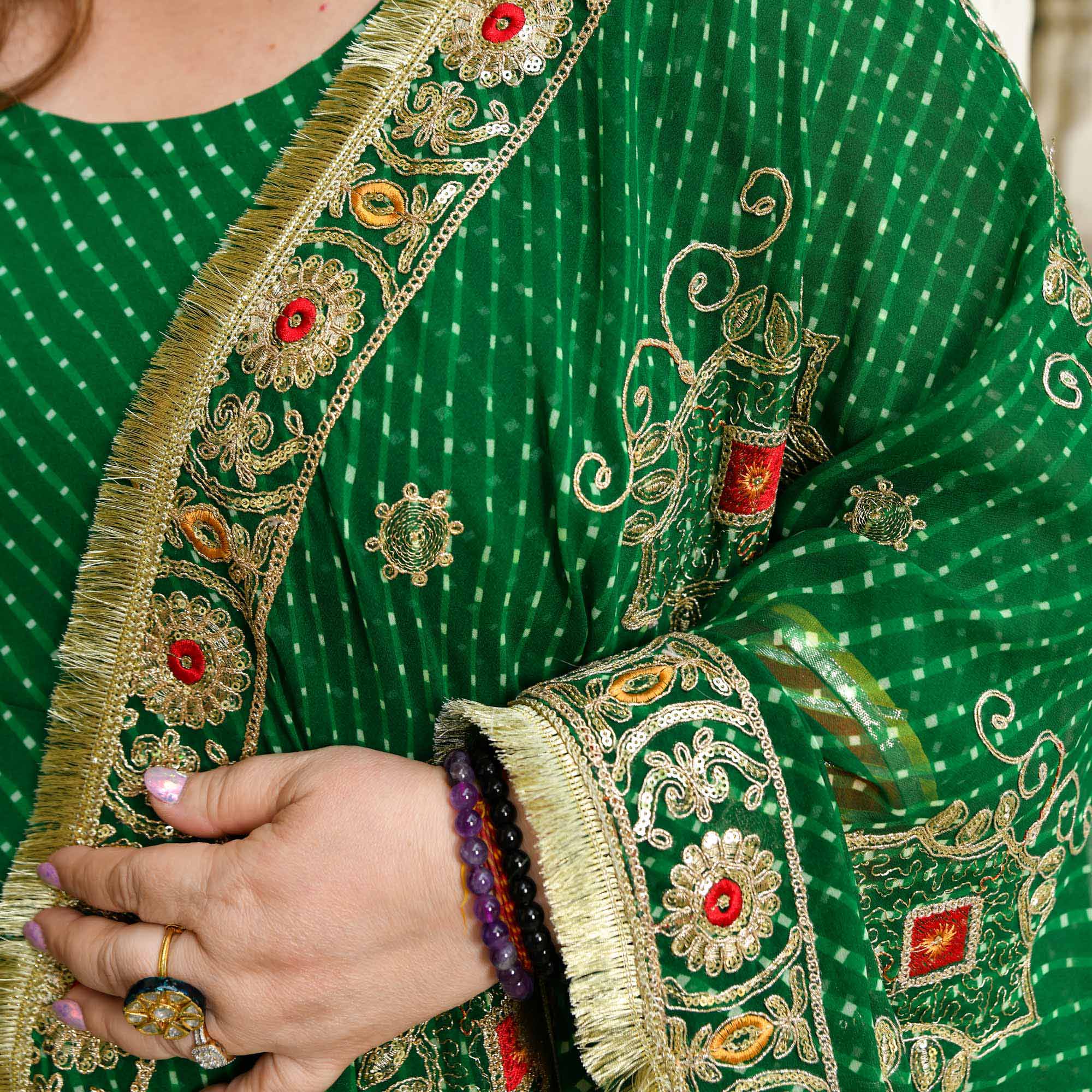 Utsav Ka Noor- Deep Green Mothra Embroidered Anarkali Set Utsav Ka Noor- Deep Green Mothra Embroidered Anarkali Set