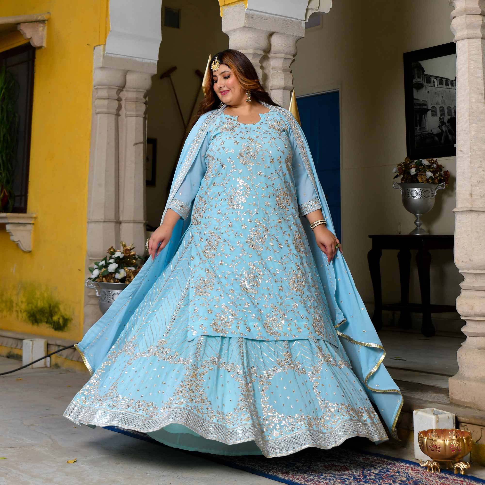 Mirror in the Sky Sequin Embroidered Georgette Kurta Skirt Set