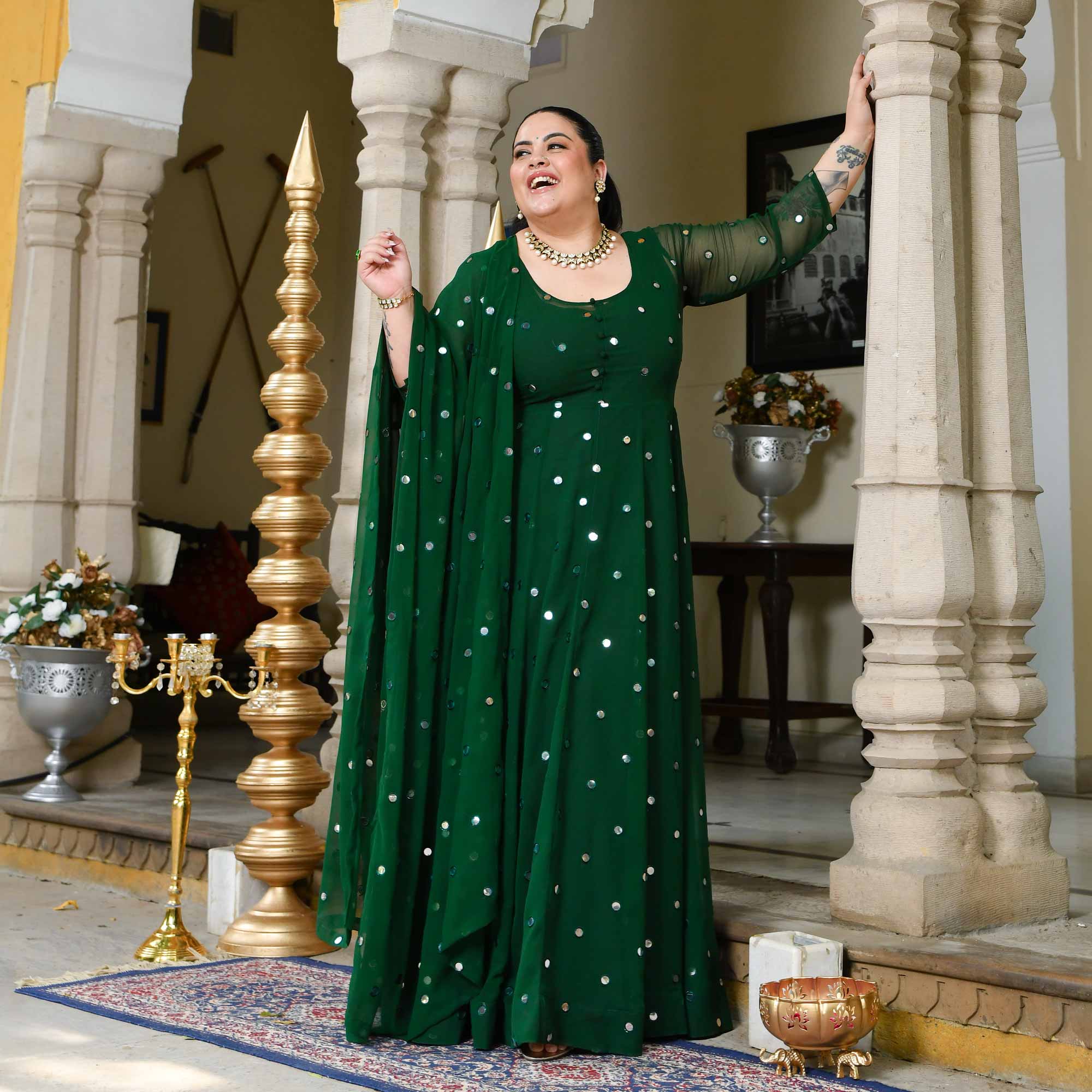 Glorious Green Radiance Georgette Embroidered Anarkali Set Glorious Green Radiance Georgette Embroidered Anarkali Set