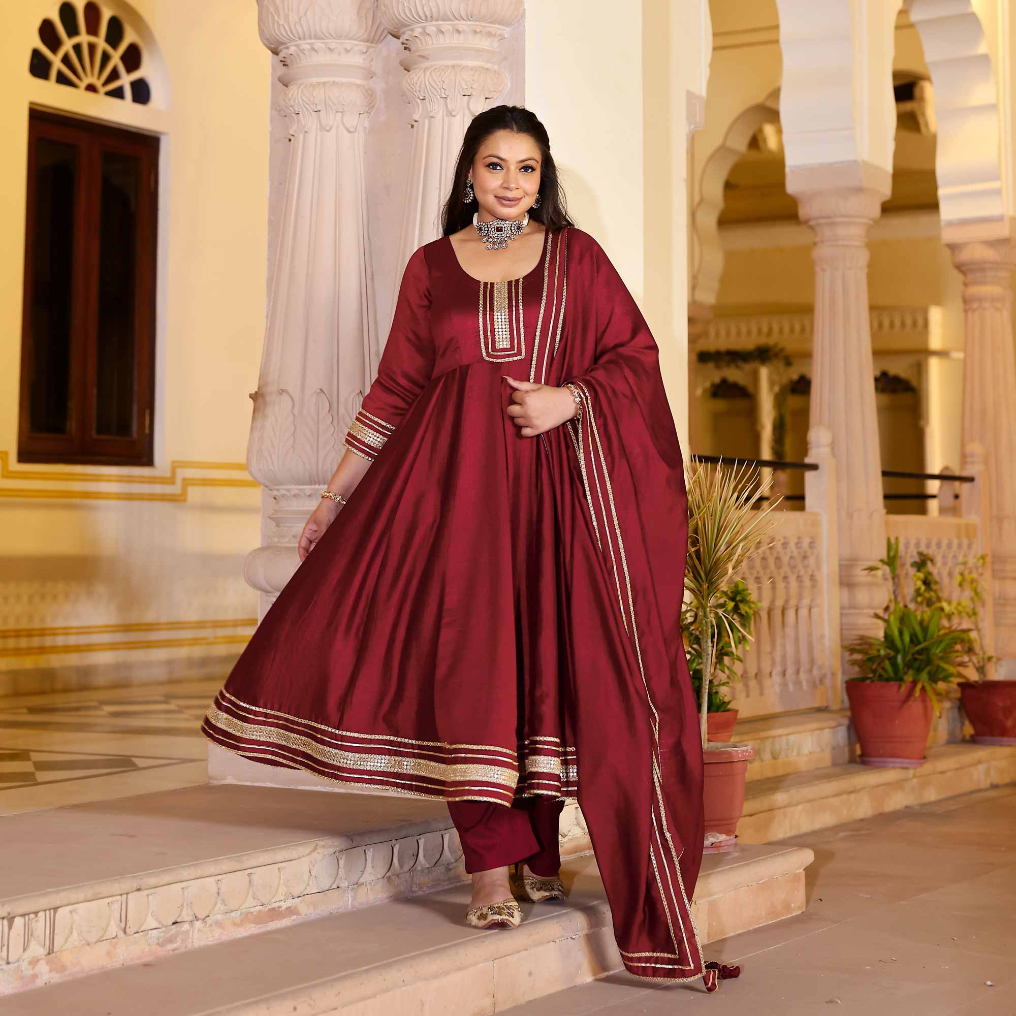 Garnet Tapestry Anarkali Set Garnet Tapestry Anarkali Set