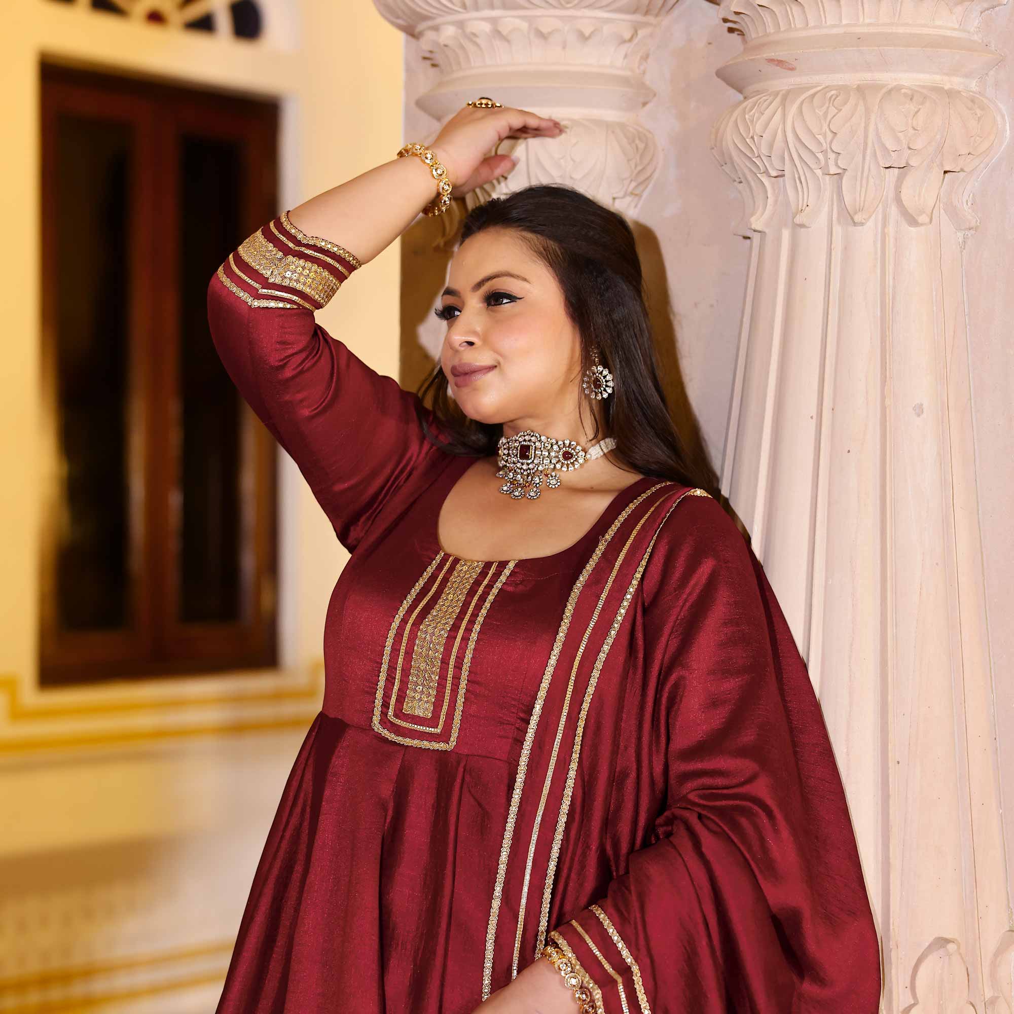 Garnet Tapestry Anarkali Set Garnet Tapestry Anarkali Set