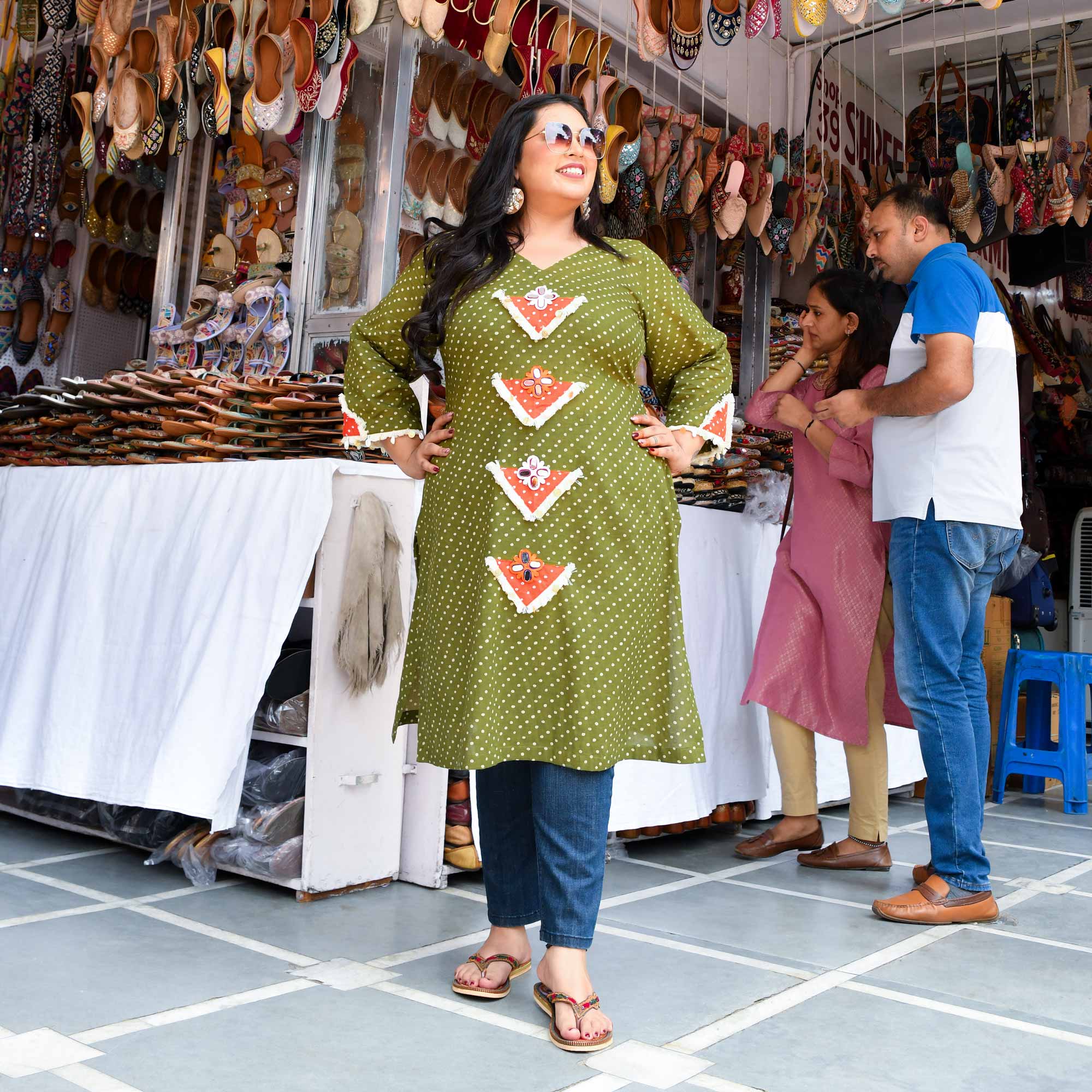 Basil Charm Bohemian Mirror Embroidered Kurta Basil Charm Bohemian Mirror Embroidered Kurta