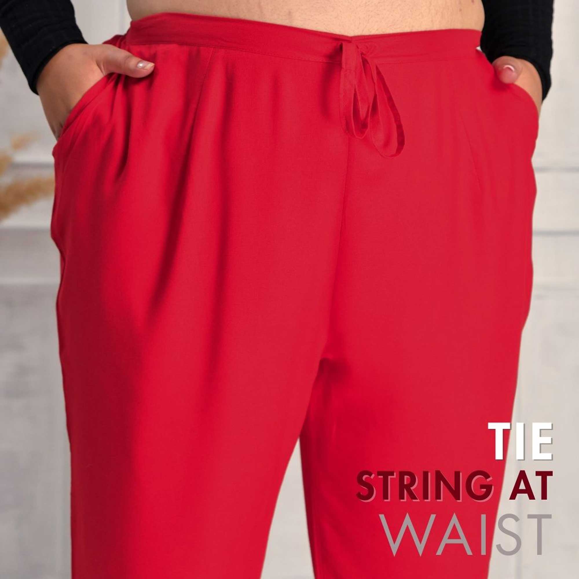 Plus Size Narrow Fit Pants Combo 5 (Prussian Blue, Red, Beige) Plus Size Narrow Fit Pants Combo 5 (Prussian Blue, Red, Beige)