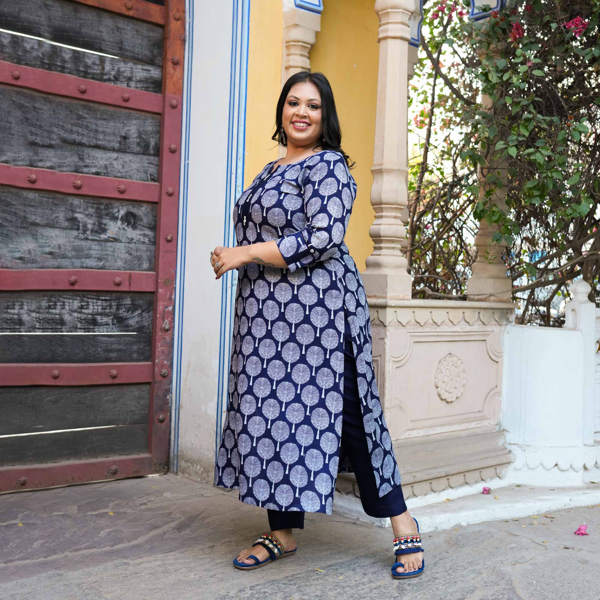 The Speaking Tree Handblock Printed Aline Modal Kurta