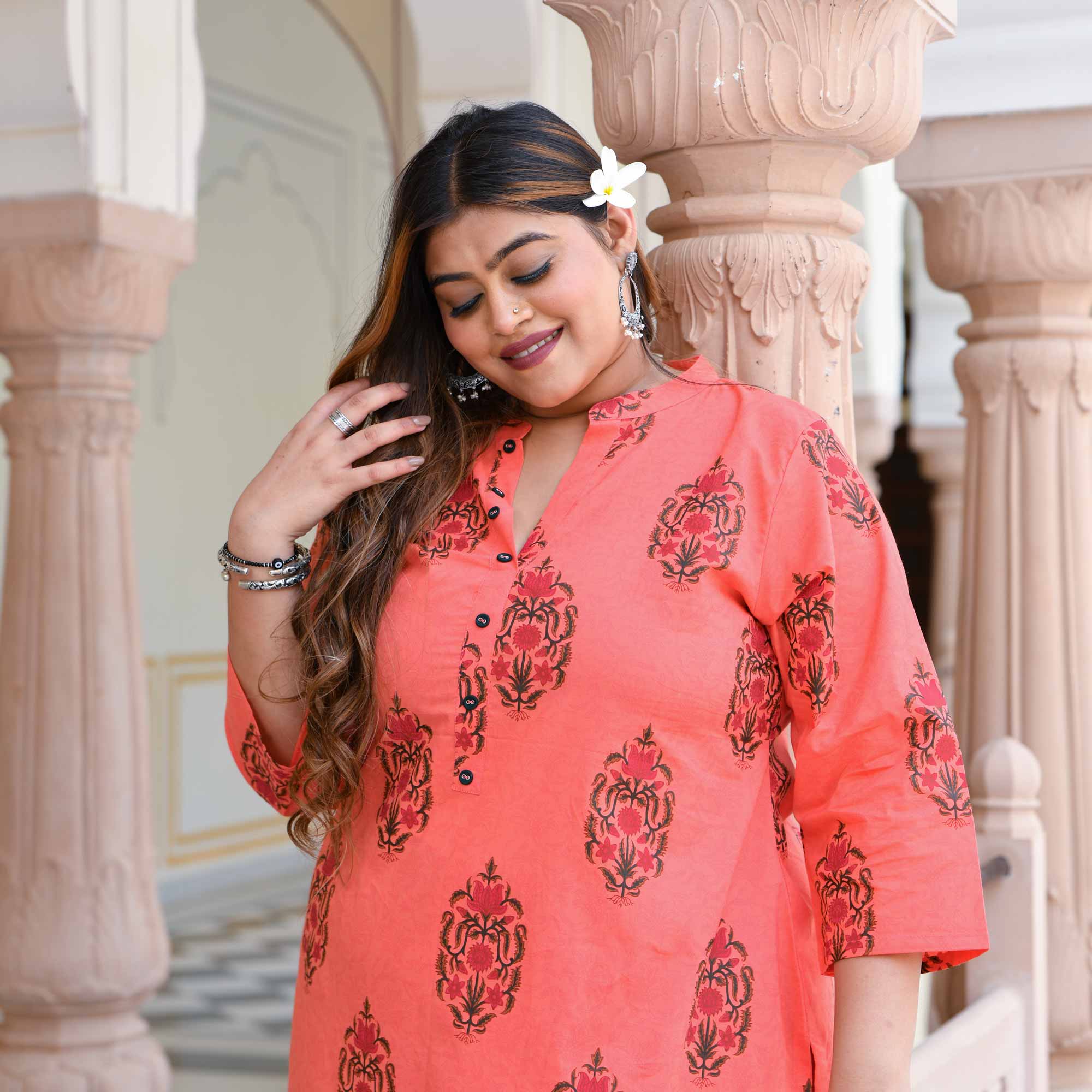 Sunset Hues- Peach Butta Pure Cotton Kurta