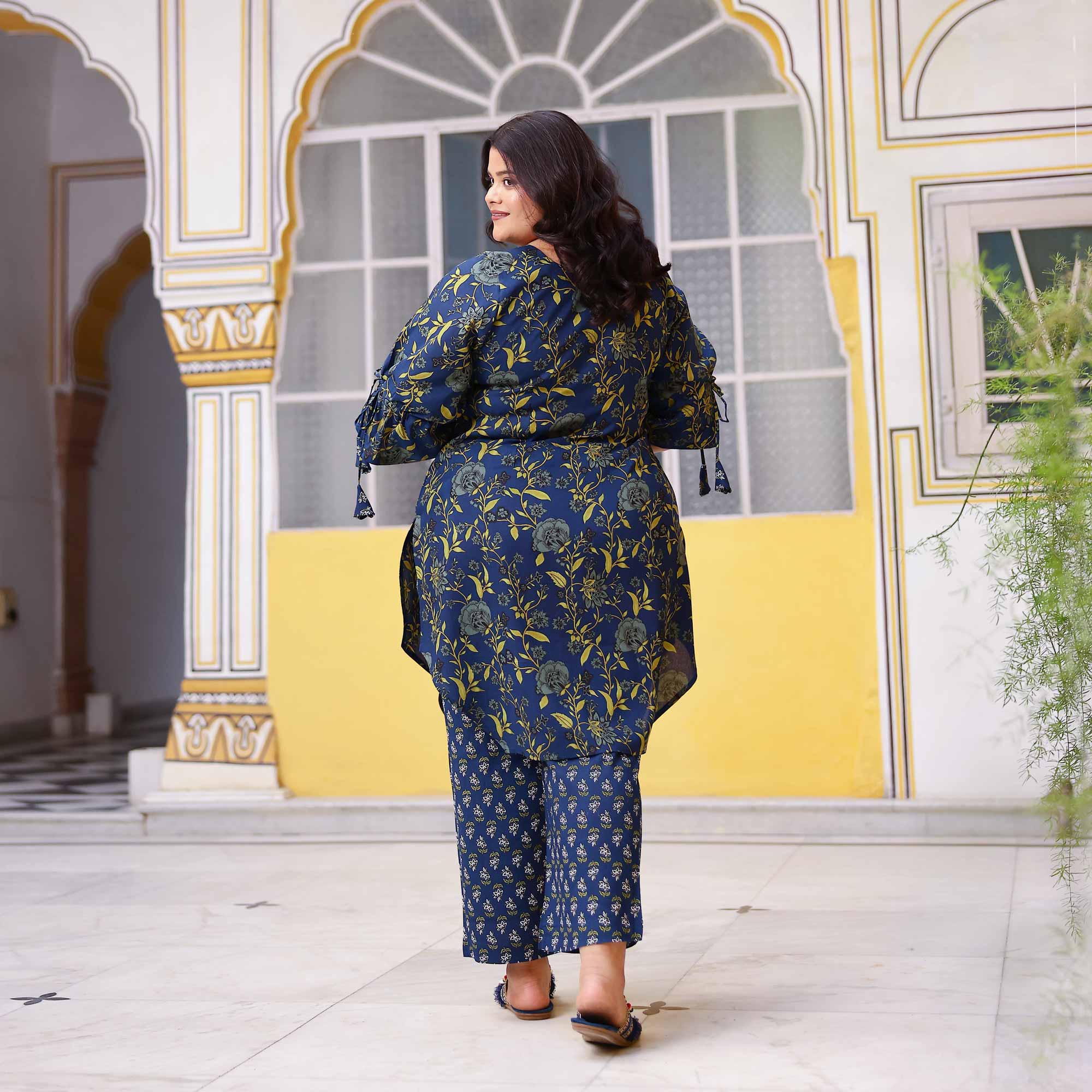Sapphire Bloom Floral Rayon Co-Ord Set