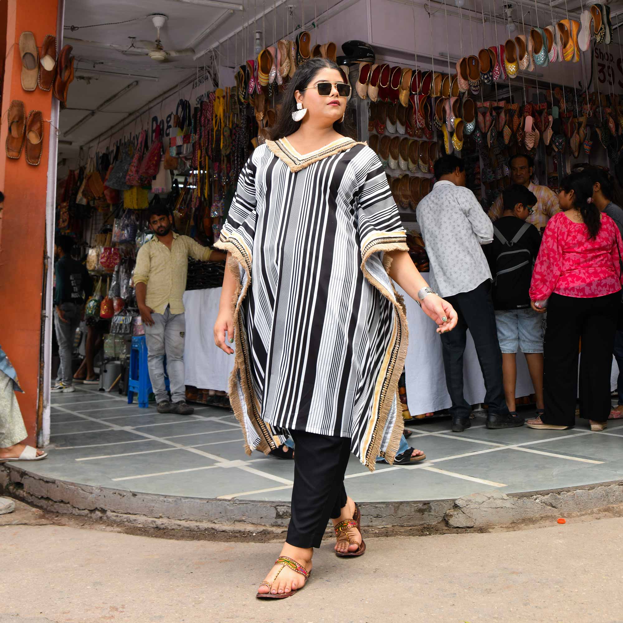 Jute & Jewels Boho Festive Embroidered Kaftan