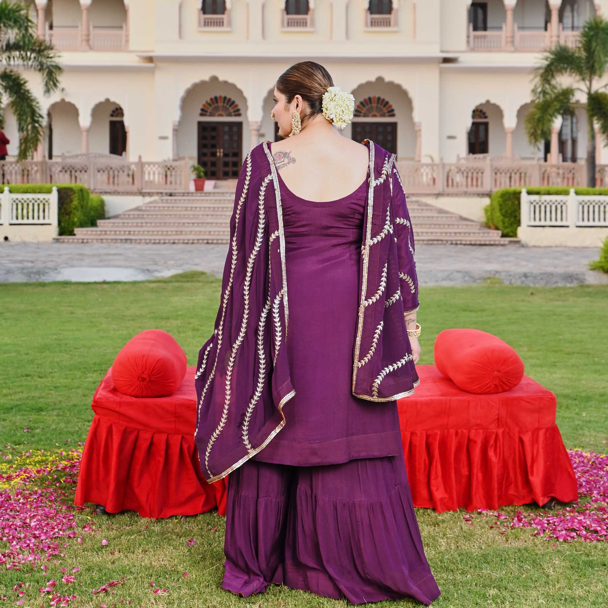 Radiant Raisin Purple Passion Gota Patti Fusion Sharara Set