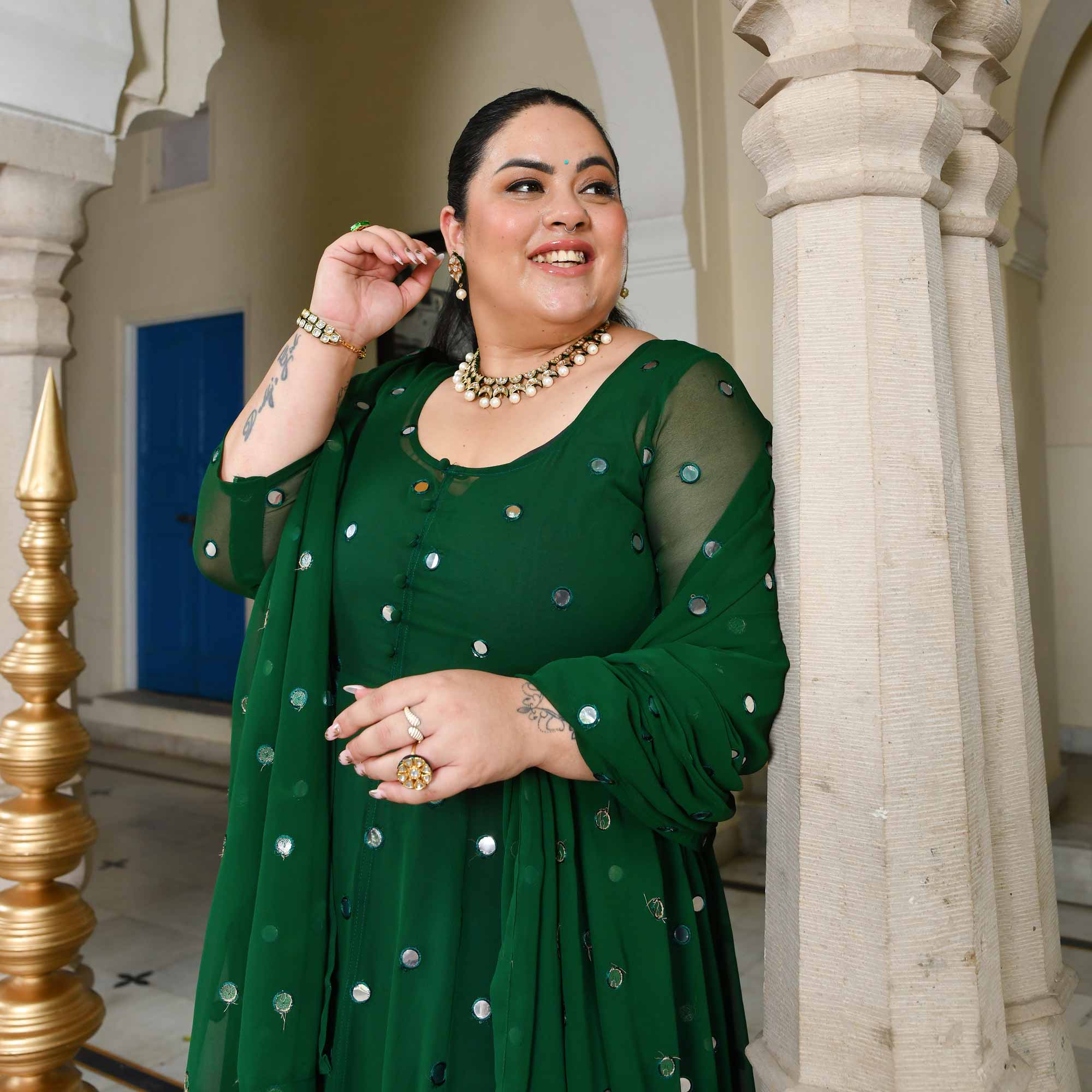 Glorious Green Radiance Georgette Embroidered Anarkali Set Glorious Green Radiance Georgette Embroidered Anarkali Set