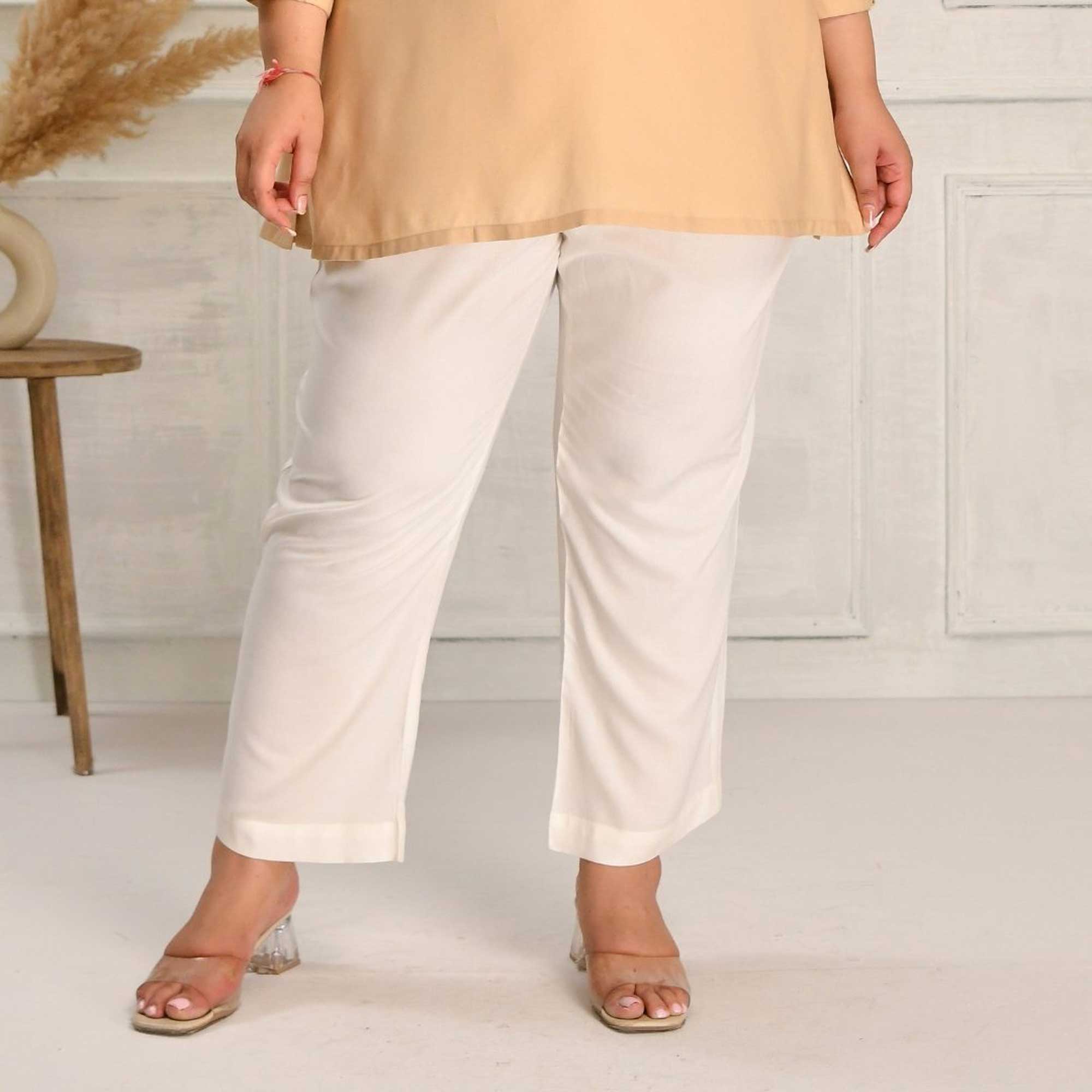 Plus Size Narrow Fit Pants Combo 1 (Black, Beige, White)