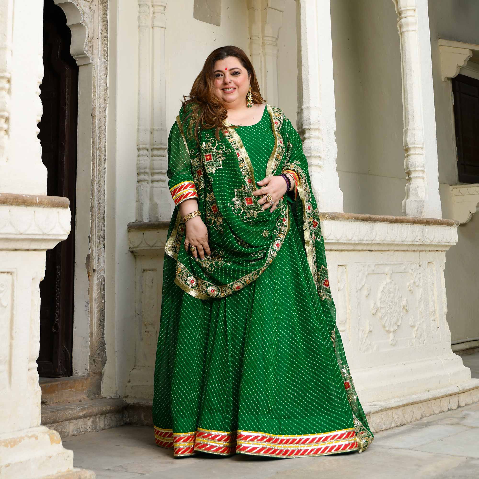 Utsav Ka Noor- Deep Green Mothra Embroidered Anarkali Set Utsav Ka Noor- Deep Green Mothra Embroidered Anarkali Set
