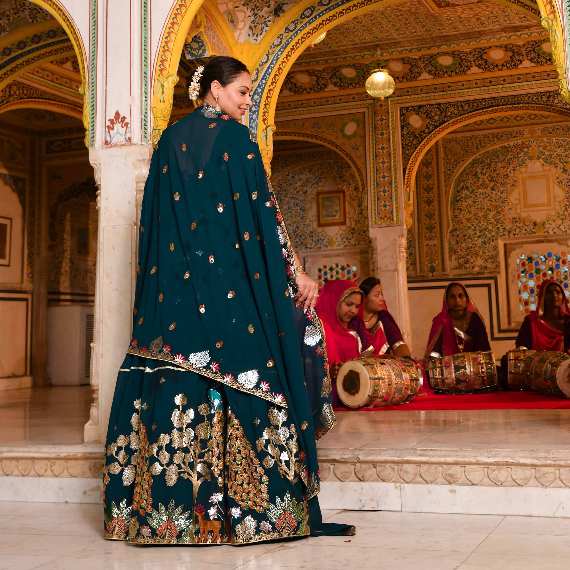 Mayura Blue Embroidered Georgette Anarkali Set Mayura Blue Embroidered Georgette Anarkali Set