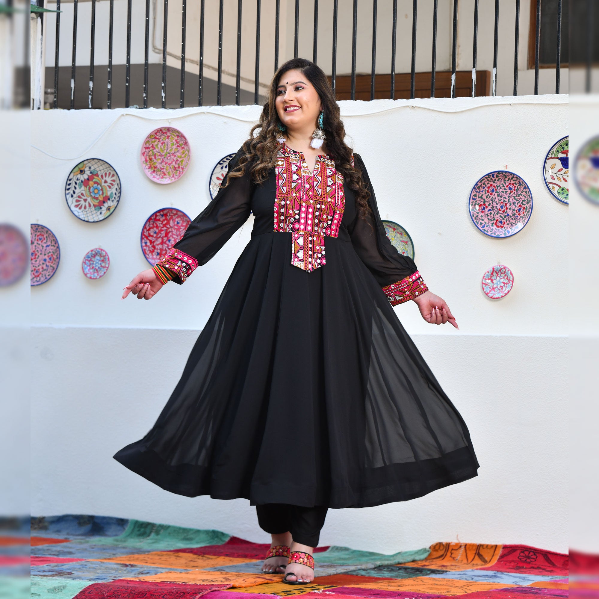Ravishing Black Kutch Embroidered Anarkali