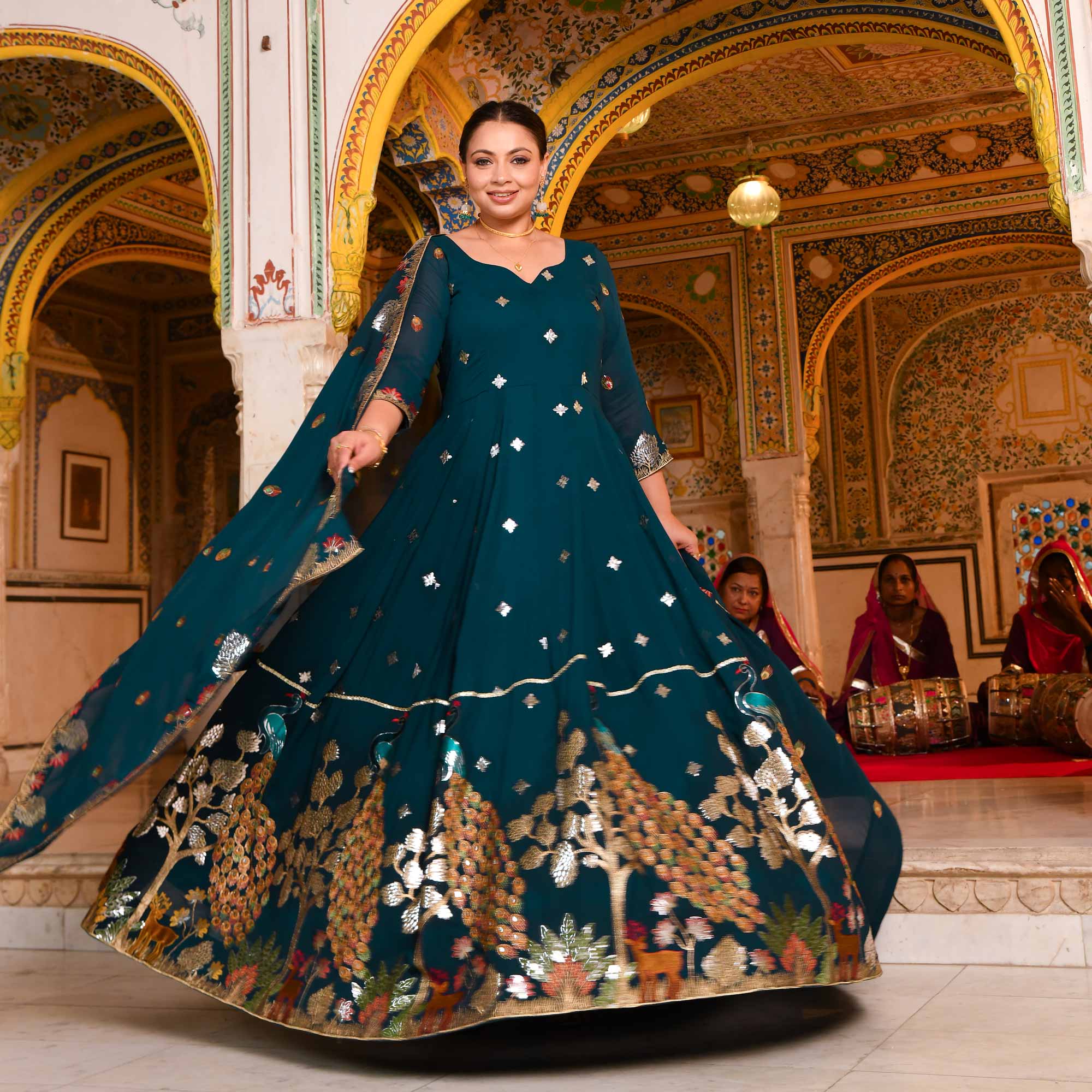 Mayura Blue Embroidered Georgette Anarkali Set Mayura Blue Embroidered Georgette Anarkali Set