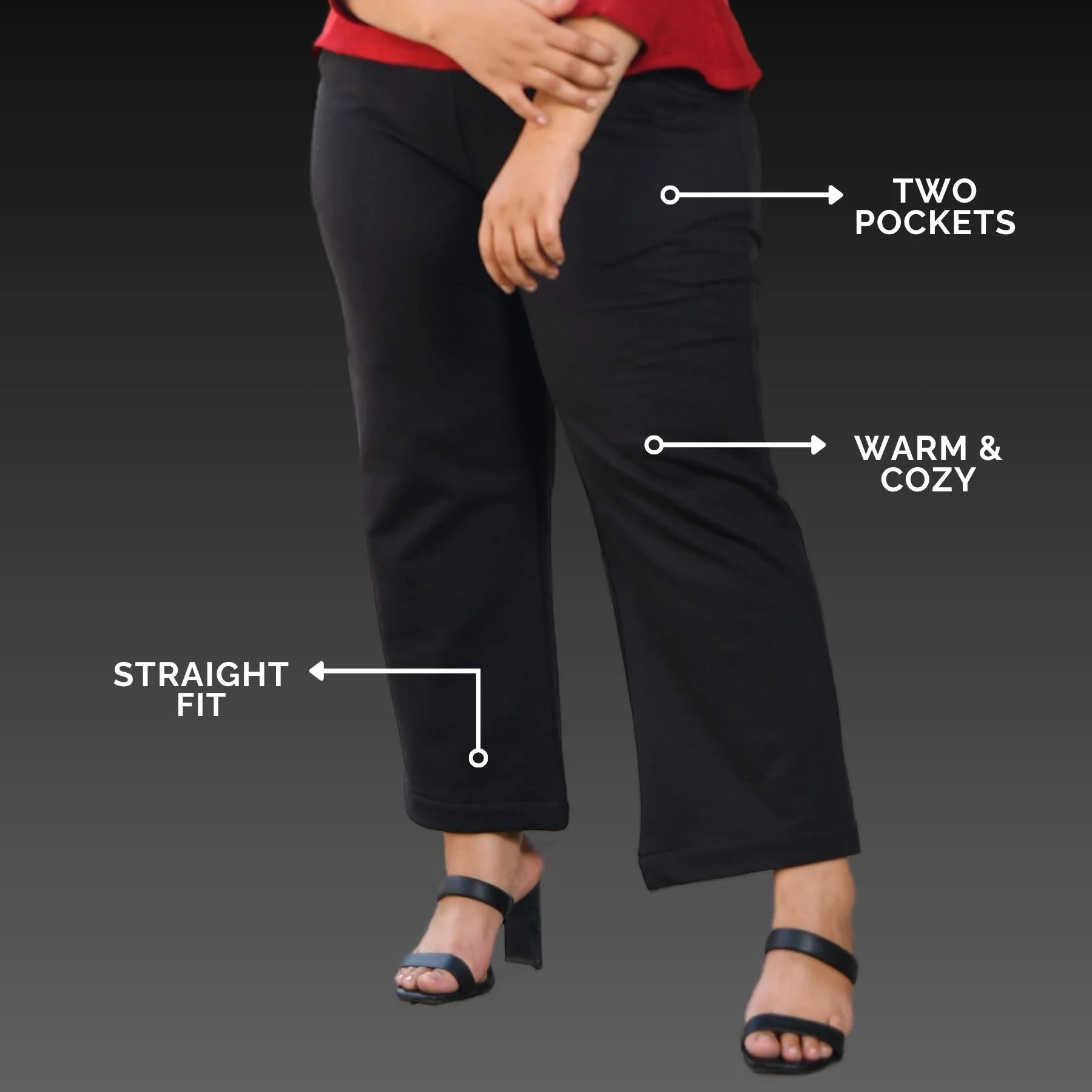 Woollen Fleece Straight Pants With Pockets Woollen Fleece Straight Pants With Pockets