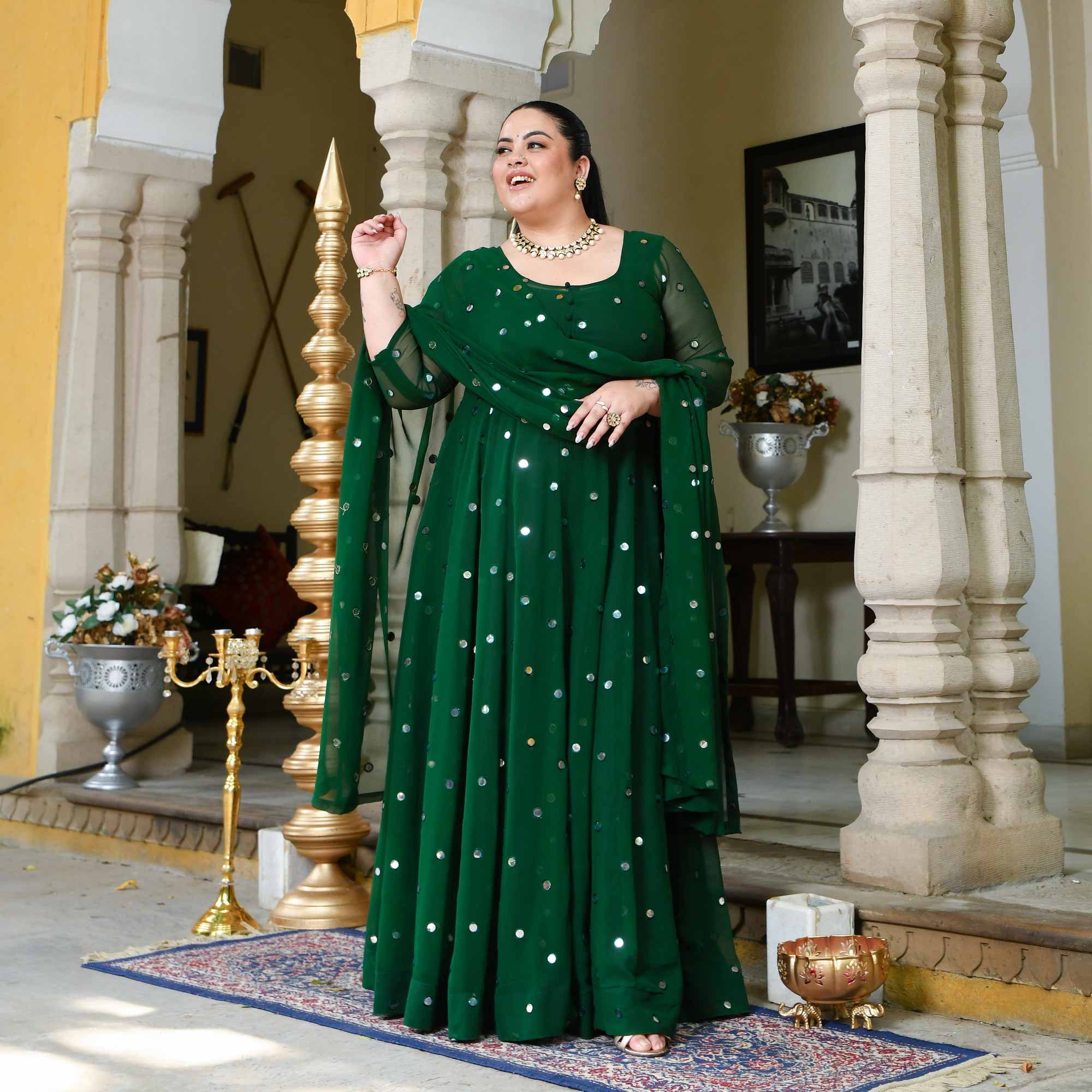 Glorious Green Radiance Georgette Embroidered Anarkali Set Glorious Green Radiance Georgette Embroidered Anarkali Set