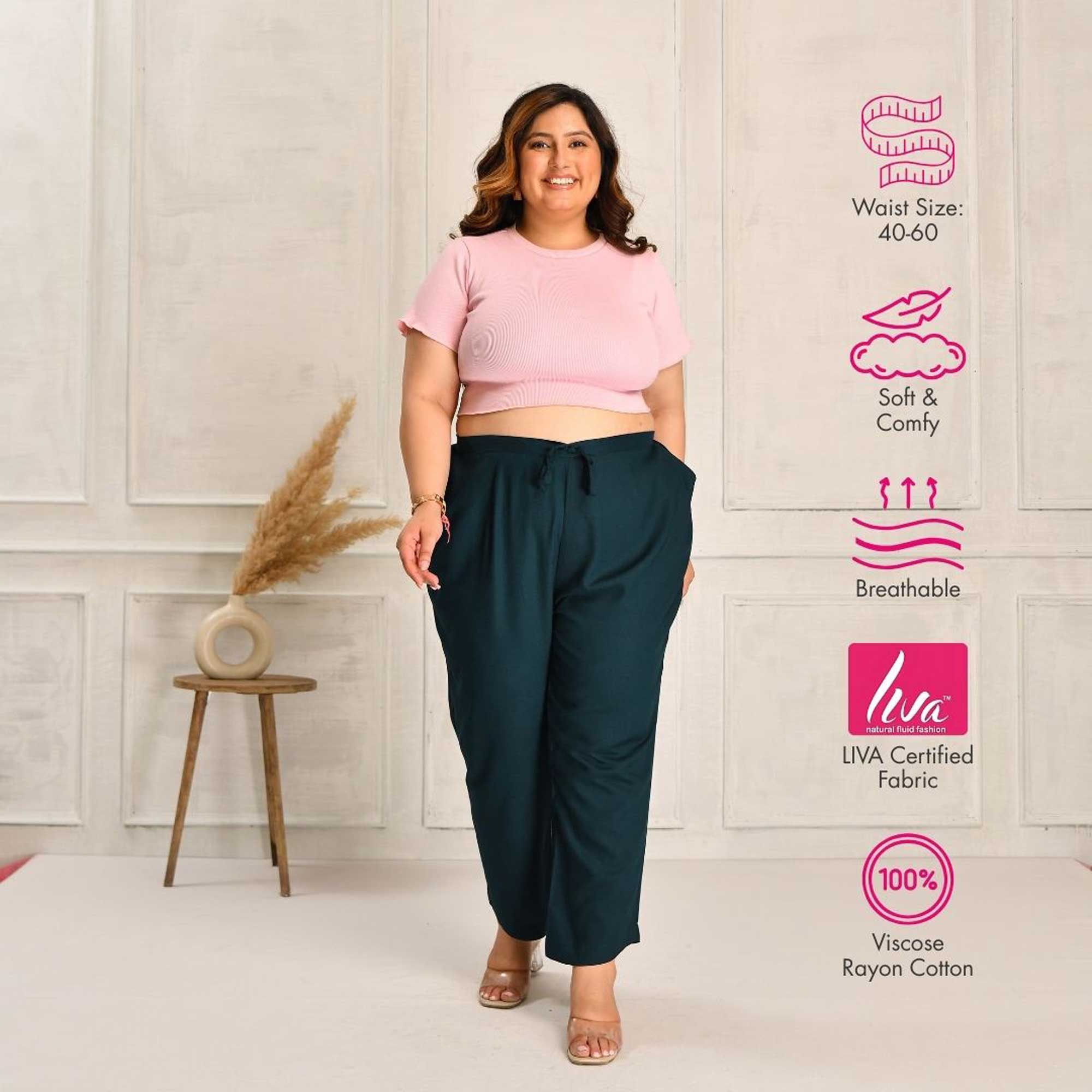 Plus Size Narrow Fit Pants Combo 5 (Prussian Blue, Red, Beige) Plus Size Narrow Fit Pants Combo 5 (Prussian Blue, Red, Beige)