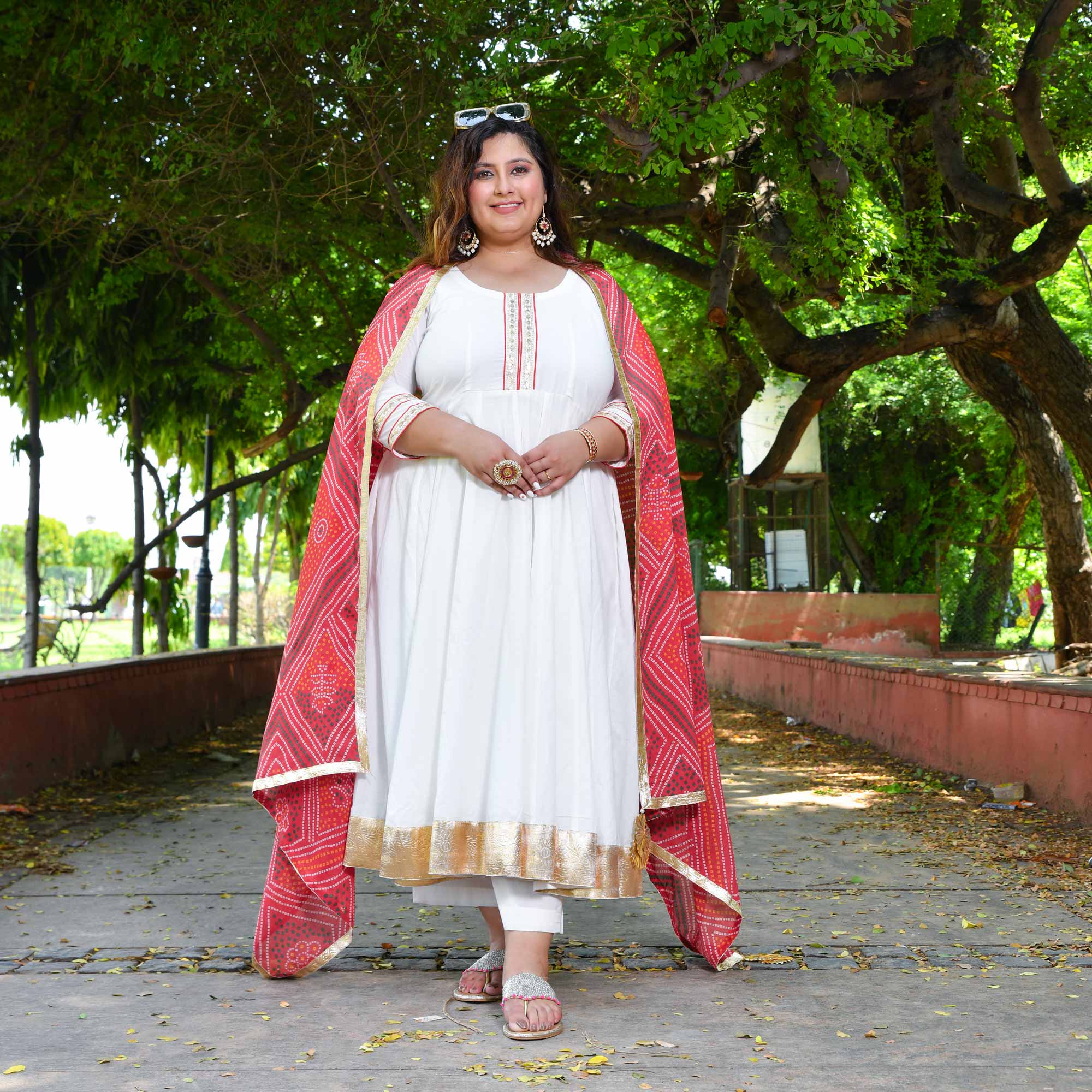 White Royal Cotton Embroidered Anarkali White Royal Cotton Embroidered Anarkali