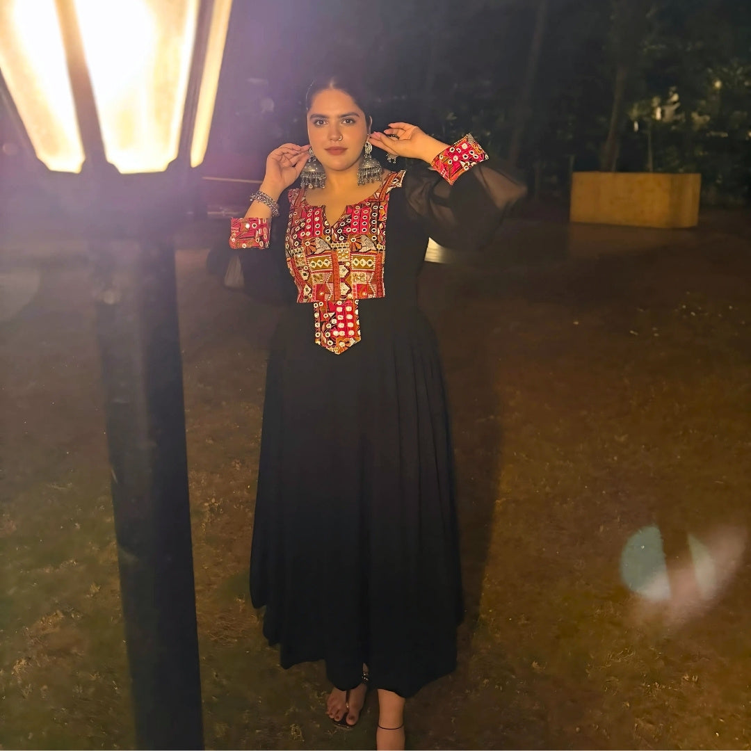 Ravishing Black Kutch Embroidered Anarkali