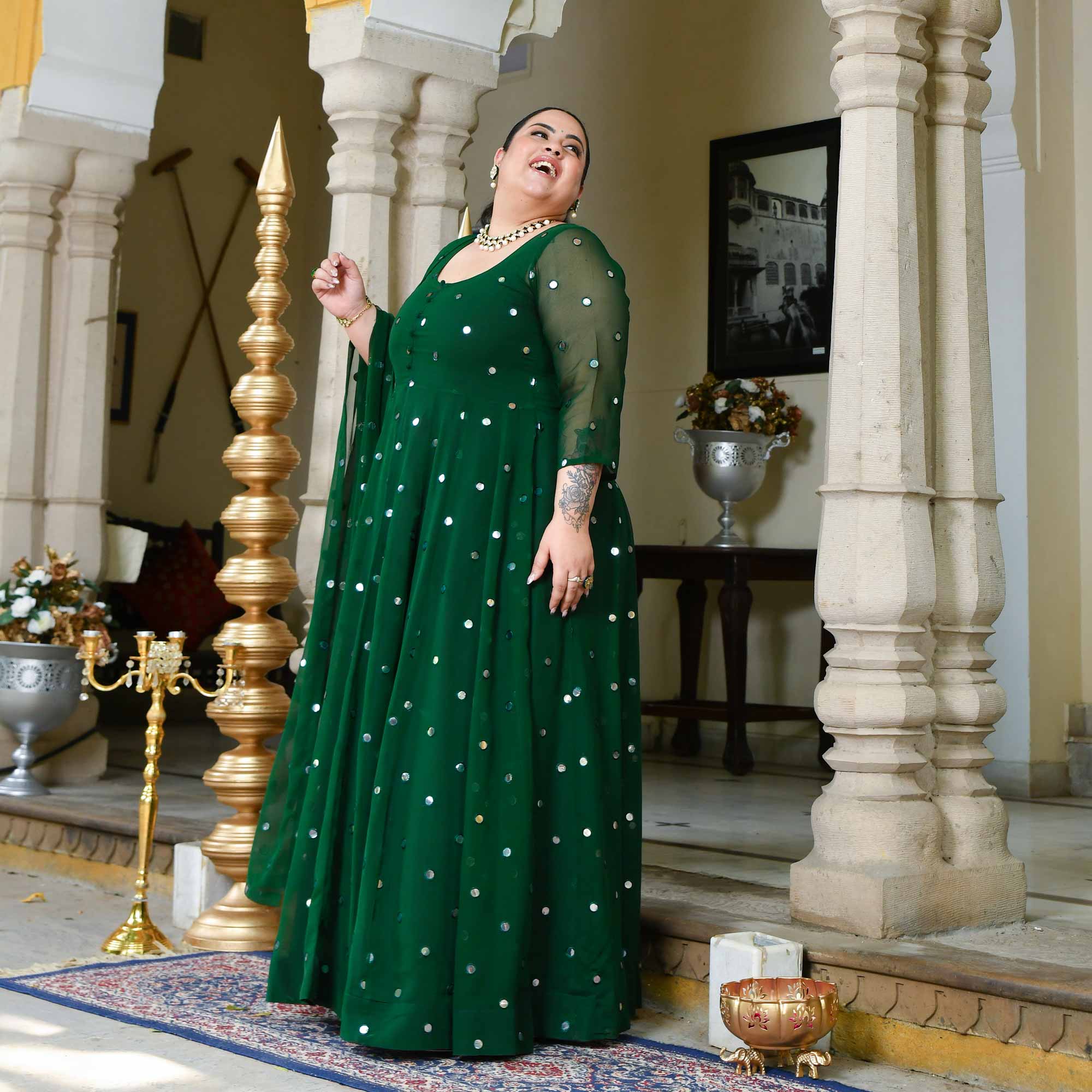 Glorious Green Radiance Georgette Embroidered Anarkali Set Glorious Green Radiance Georgette Embroidered Anarkali Set