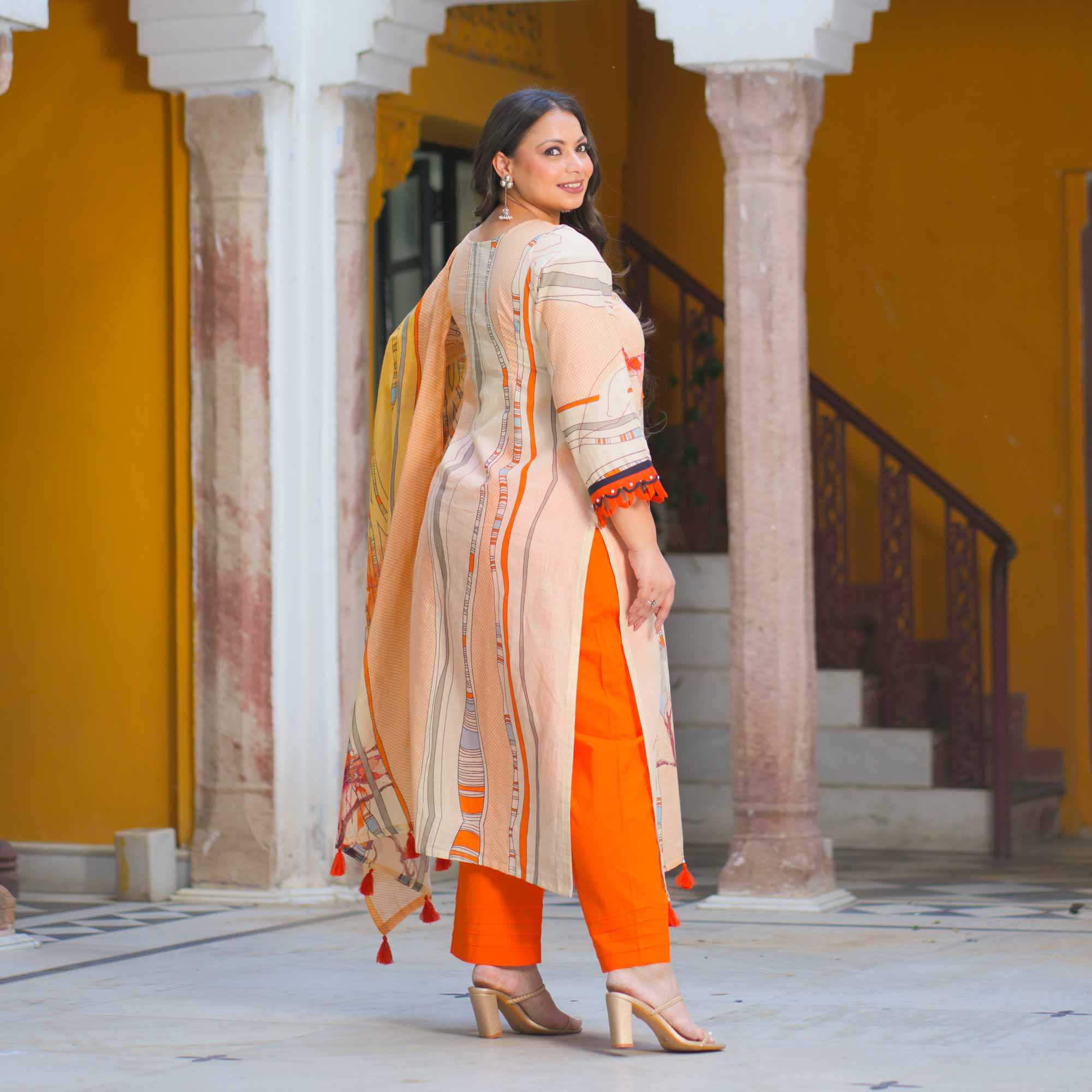 Saffron Sunset Summer Story Cotton Suit Set Saffron Sunset Summer Story Cotton Suit Set