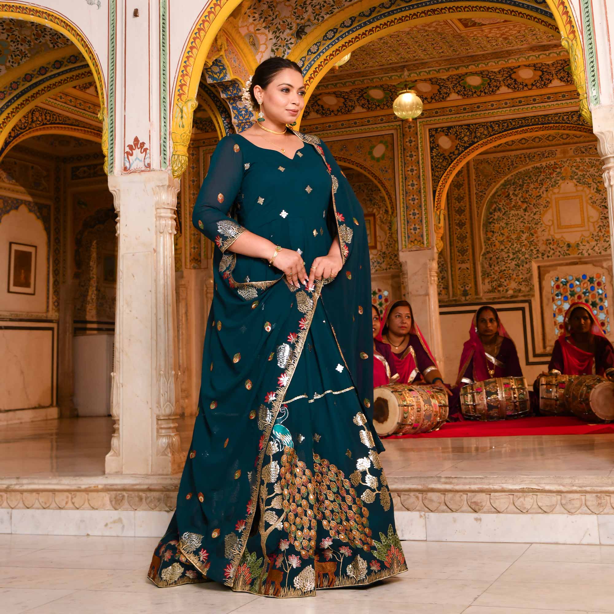 Mayura Blue Embroidered Georgette Anarkali Set Mayura Blue Embroidered Georgette Anarkali Set