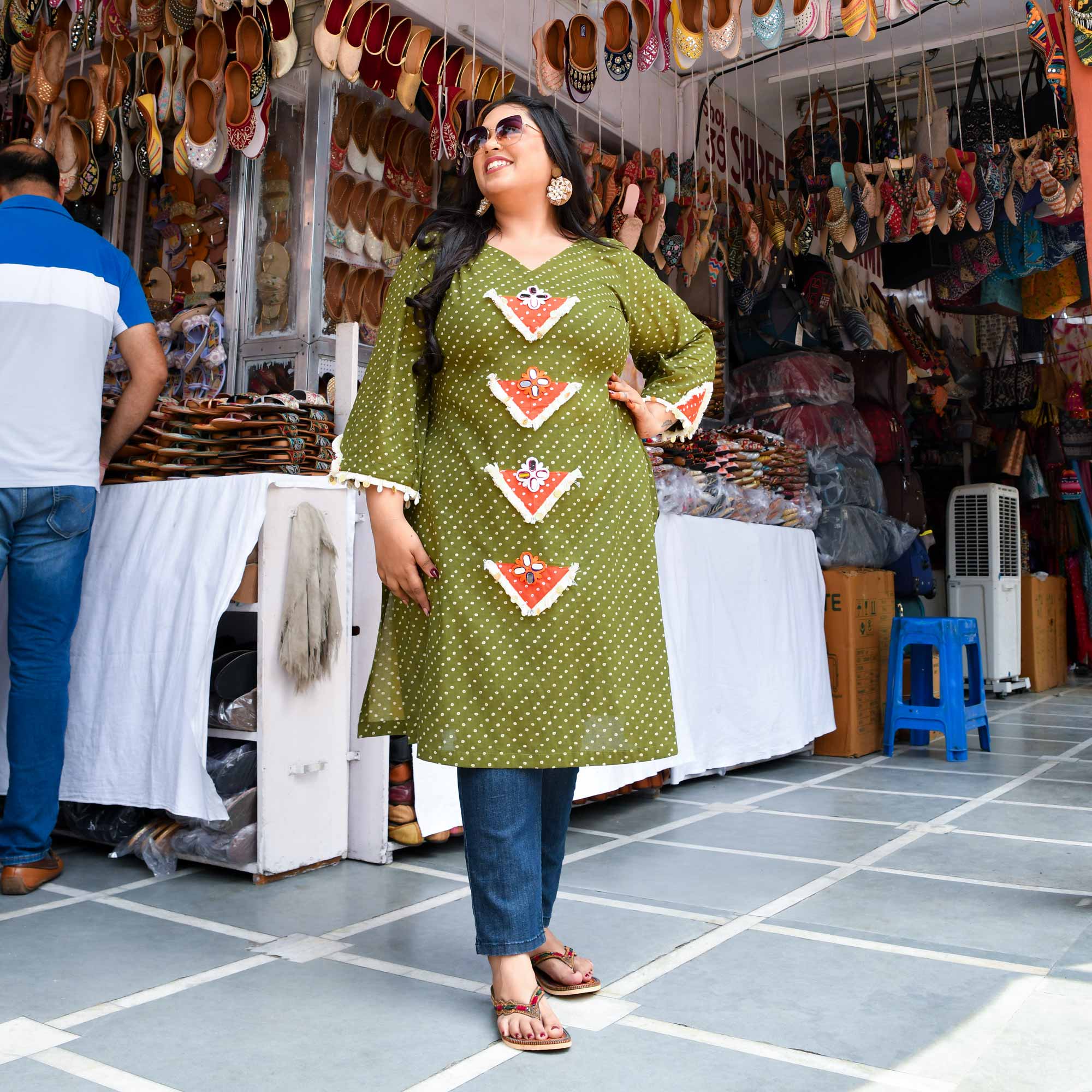 Basil Charm Bohemian Mirror Embroidered Kurta Basil Charm Bohemian Mirror Embroidered Kurta