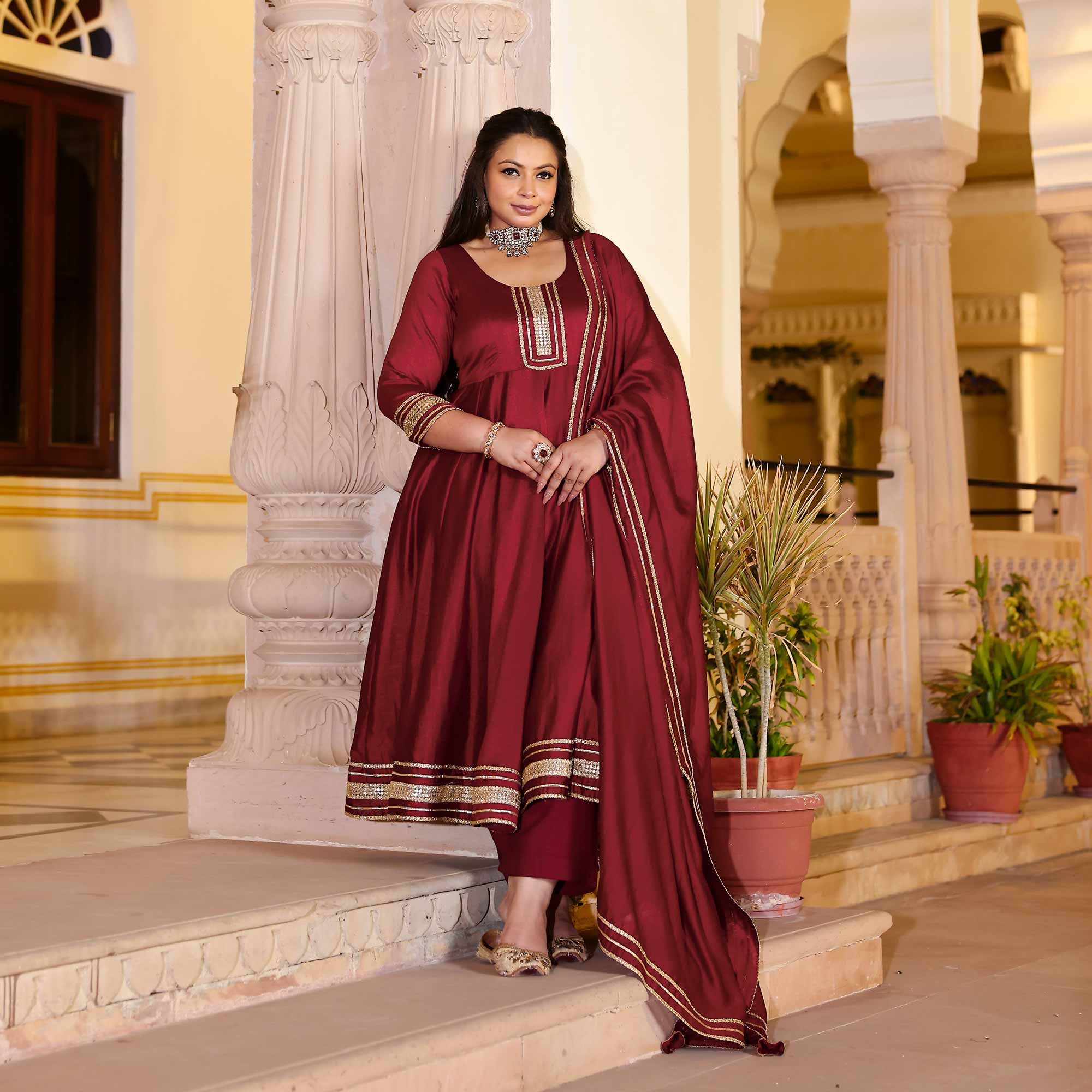Garnet Tapestry Anarkali Set Garnet Tapestry Anarkali Set